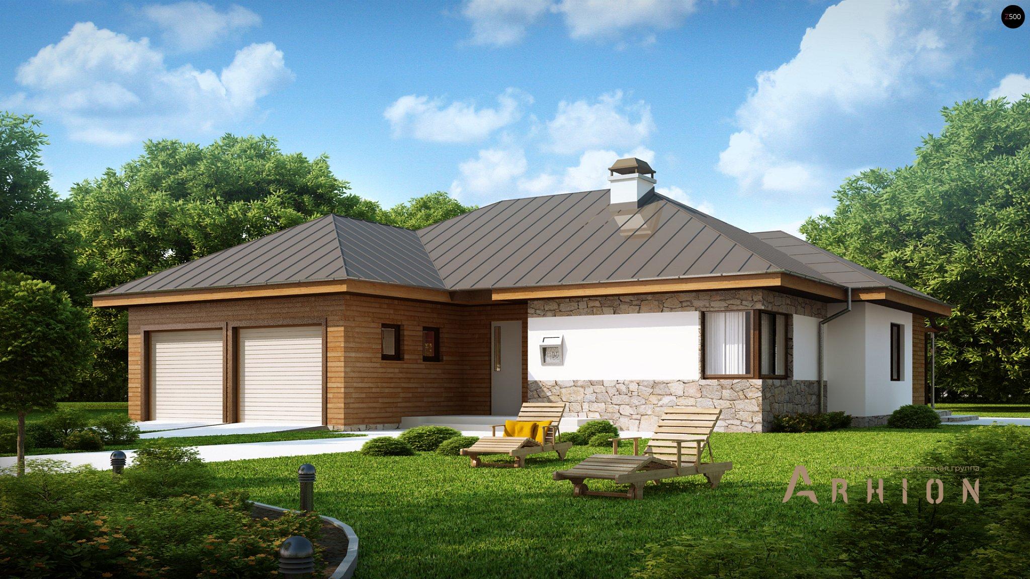 1. Проект одноэтажного дома в современном стиле с многоскатной кровлей, Z180, площадью - 169 кв c терассой, гаражом