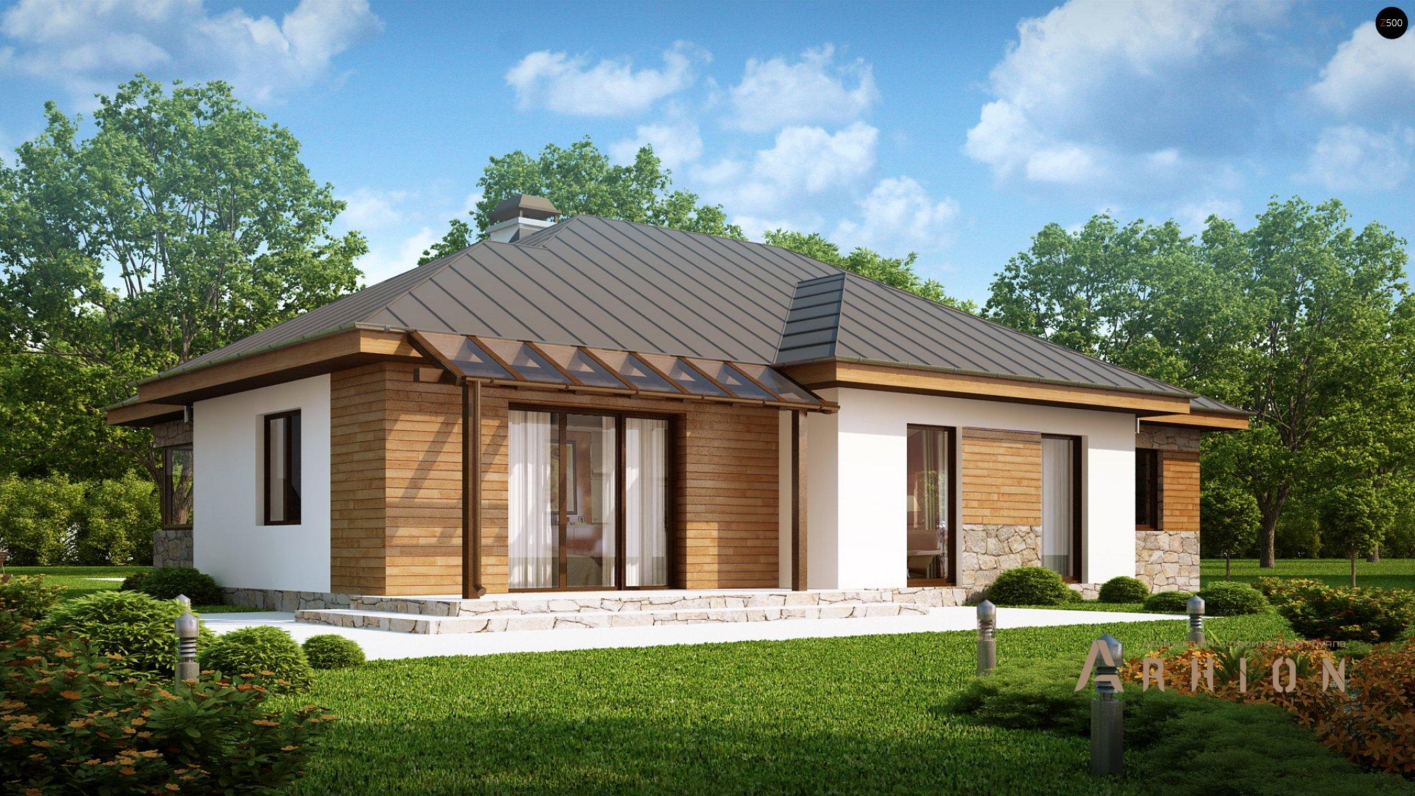 2. Проект одноэтажного дома в современном стиле с многоскатной кровлей, Z180, площадью - 169 кв c терассой, гаражом