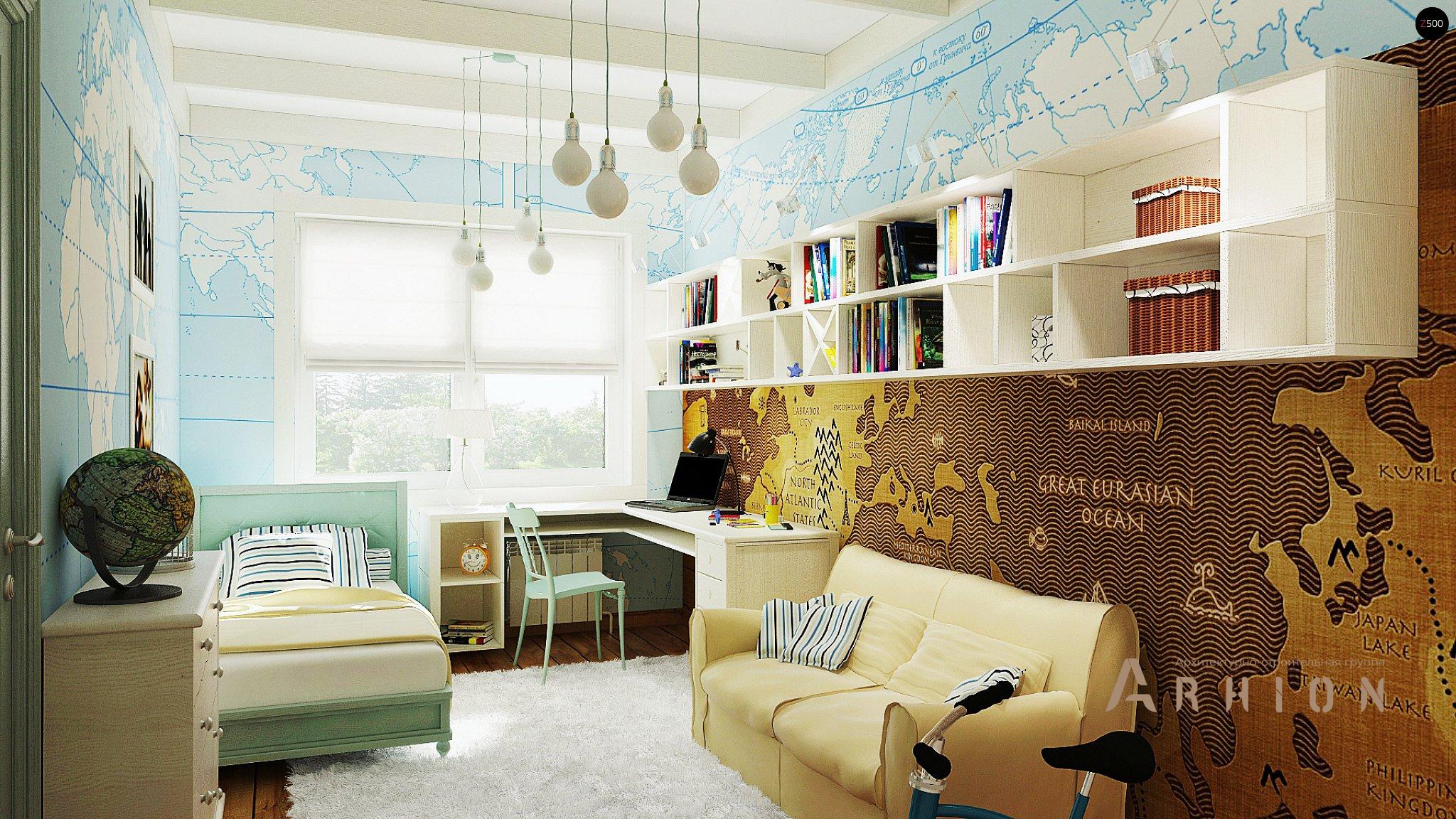 6. Проект одноэтажного дома в европейском стиле с четырехскатной, Z19, площадью - 157 кв c гаражом, эркером