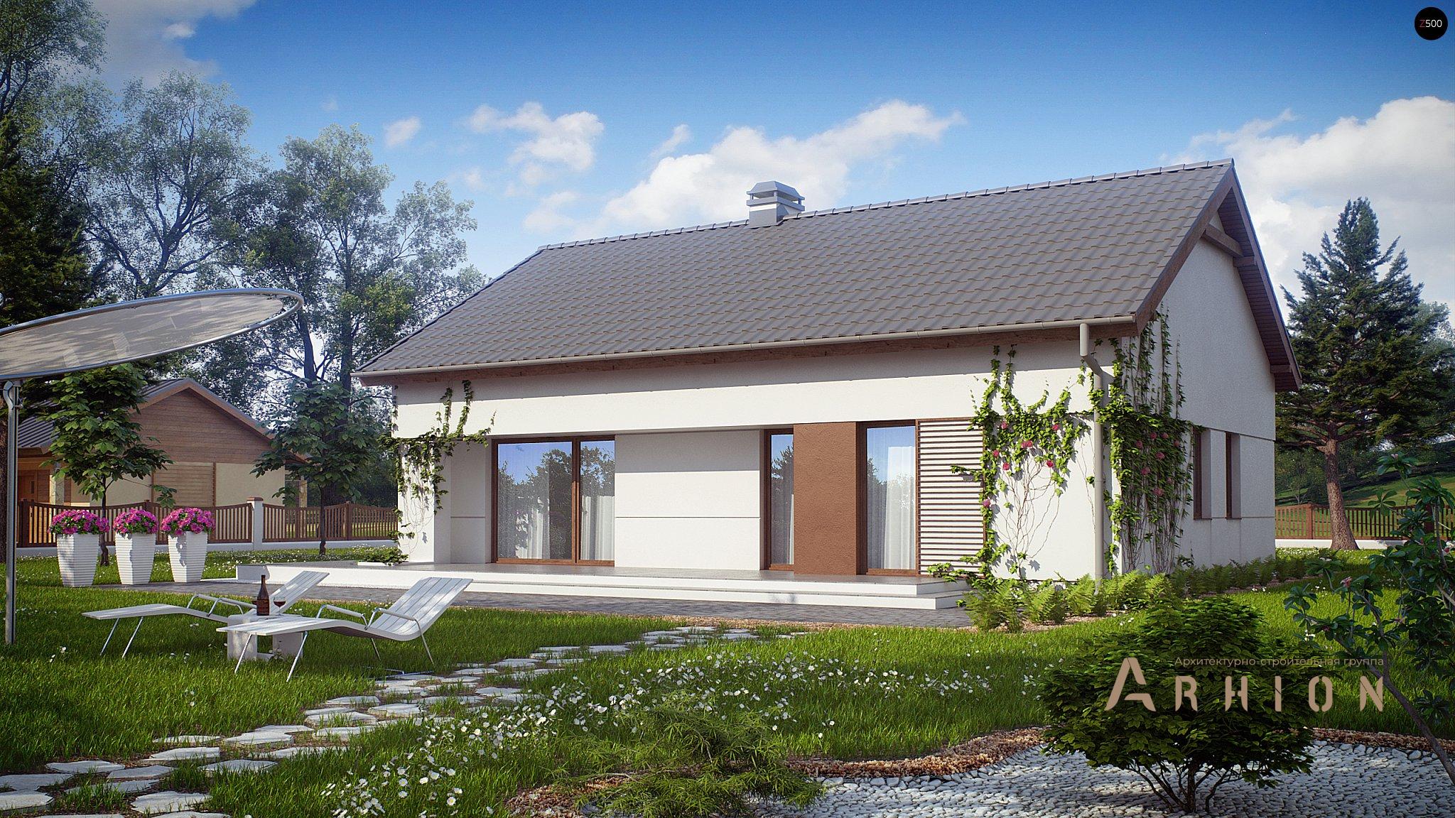 1. Проект одноэтажного дома в современном стиле с двускатной кровлей, Z191, площадью - 100 кв