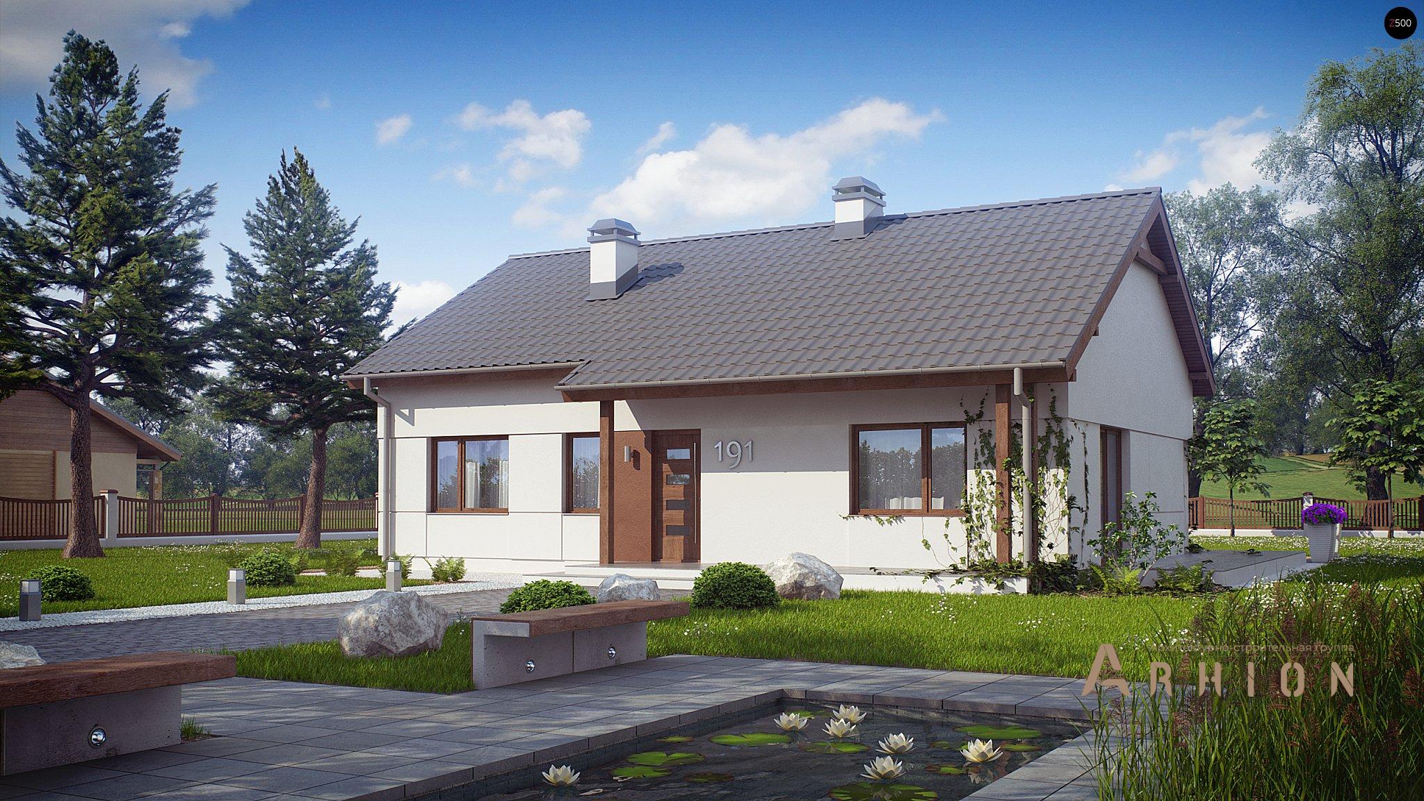 13. Проект одноэтажного дома в современном стиле с двускатной кровлей, Z191, площадью - 100 кв