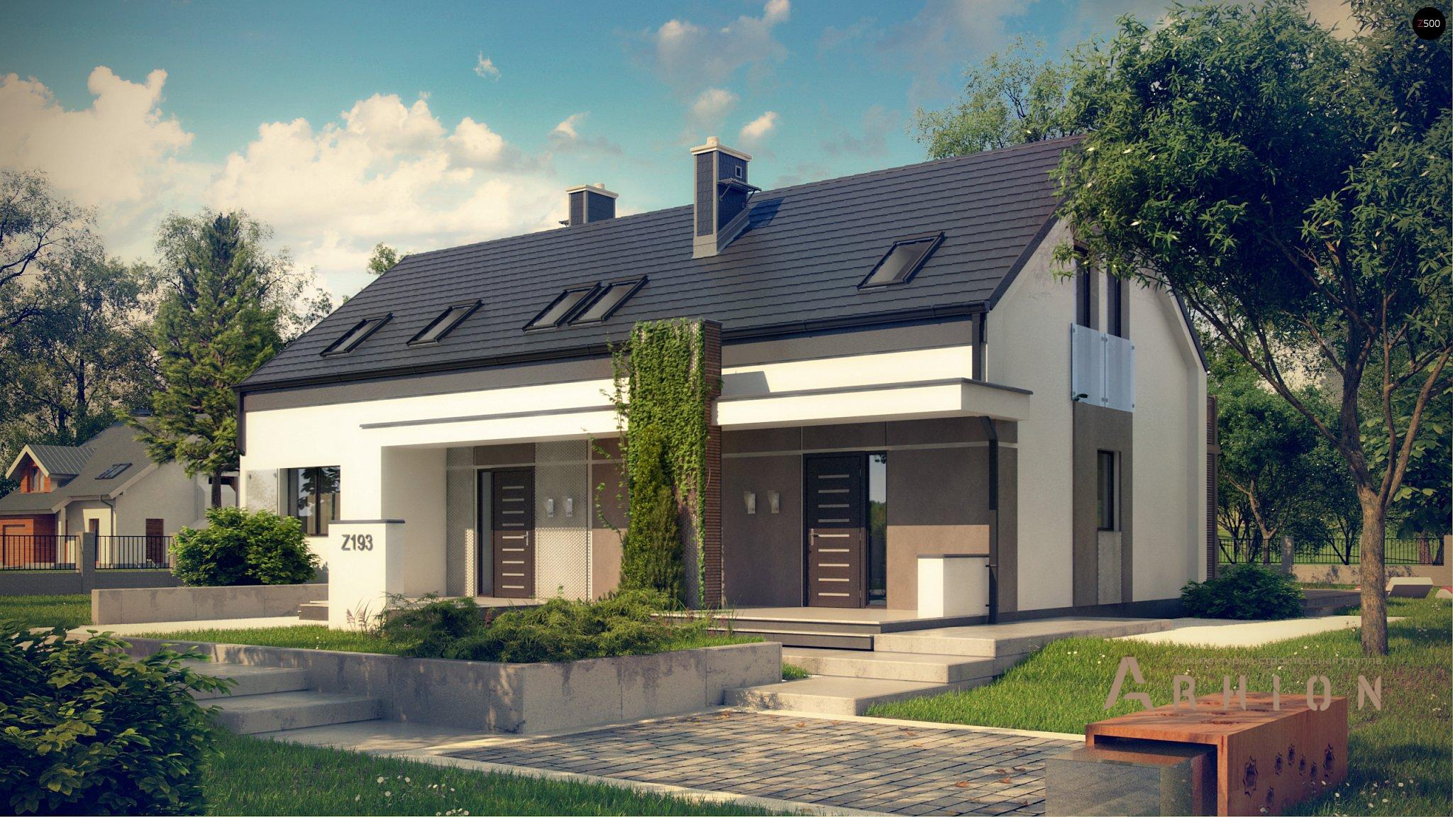 3. Проект одноэтажного дома в стиле барн с двускатной кровлей, Z193, площадью - 194 кв c мансардой, терассой