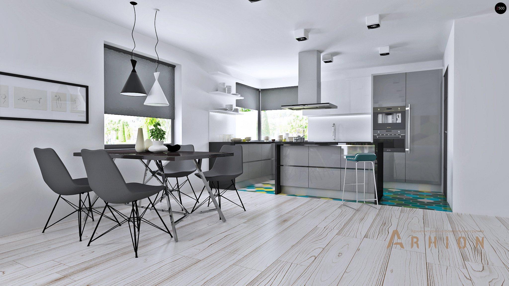 4. Проект одноэтажного дома в современном стиле с четырехскатной, Z195, площадью - 156 кв c терассой