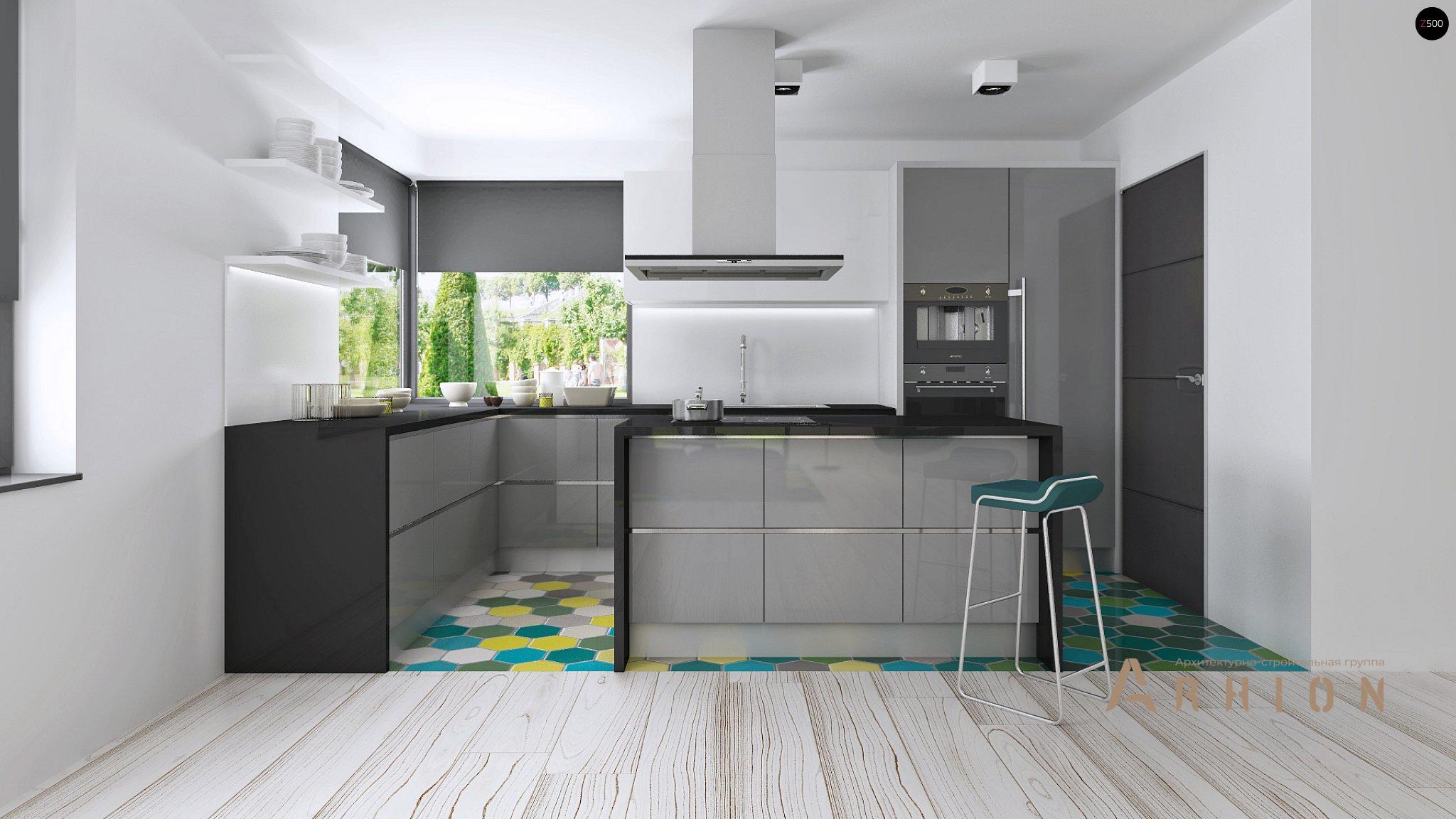 5. Проект одноэтажного дома в современном стиле с четырехскатной, Z195, площадью - 156 кв c терассой