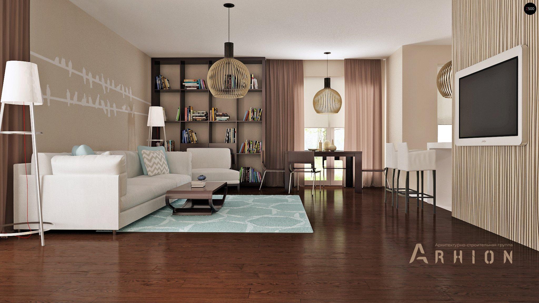 3. Проект одноэтажного дома в современном стиле с четырехскатной, Z196, площадью - 181 кв c терассой, гаражом