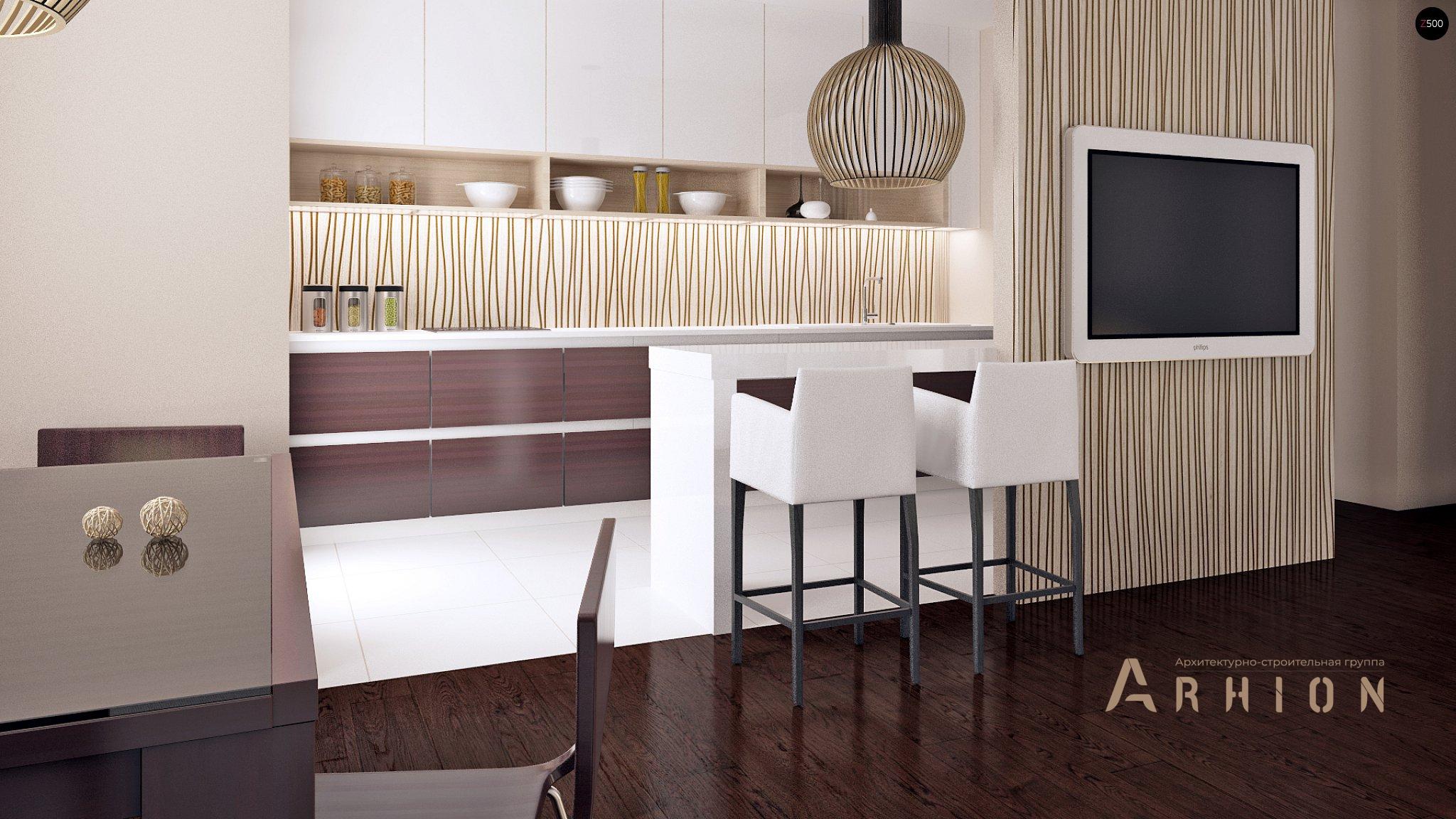 4. Проект одноэтажного дома в современном стиле с четырехскатной, Z196, площадью - 181 кв c терассой, гаражом