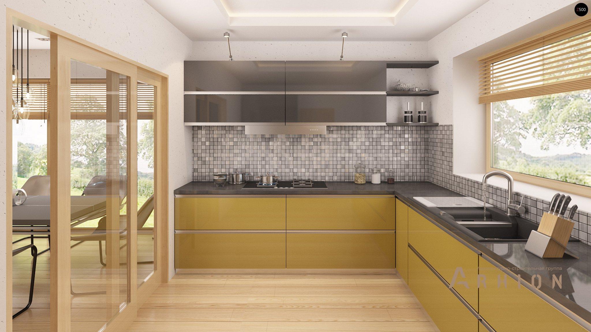 5. Проект одноэтажного дома в современном стиле с четырехскатной, Z200, площадью - 166 кв c терассой, гаражом, эркером