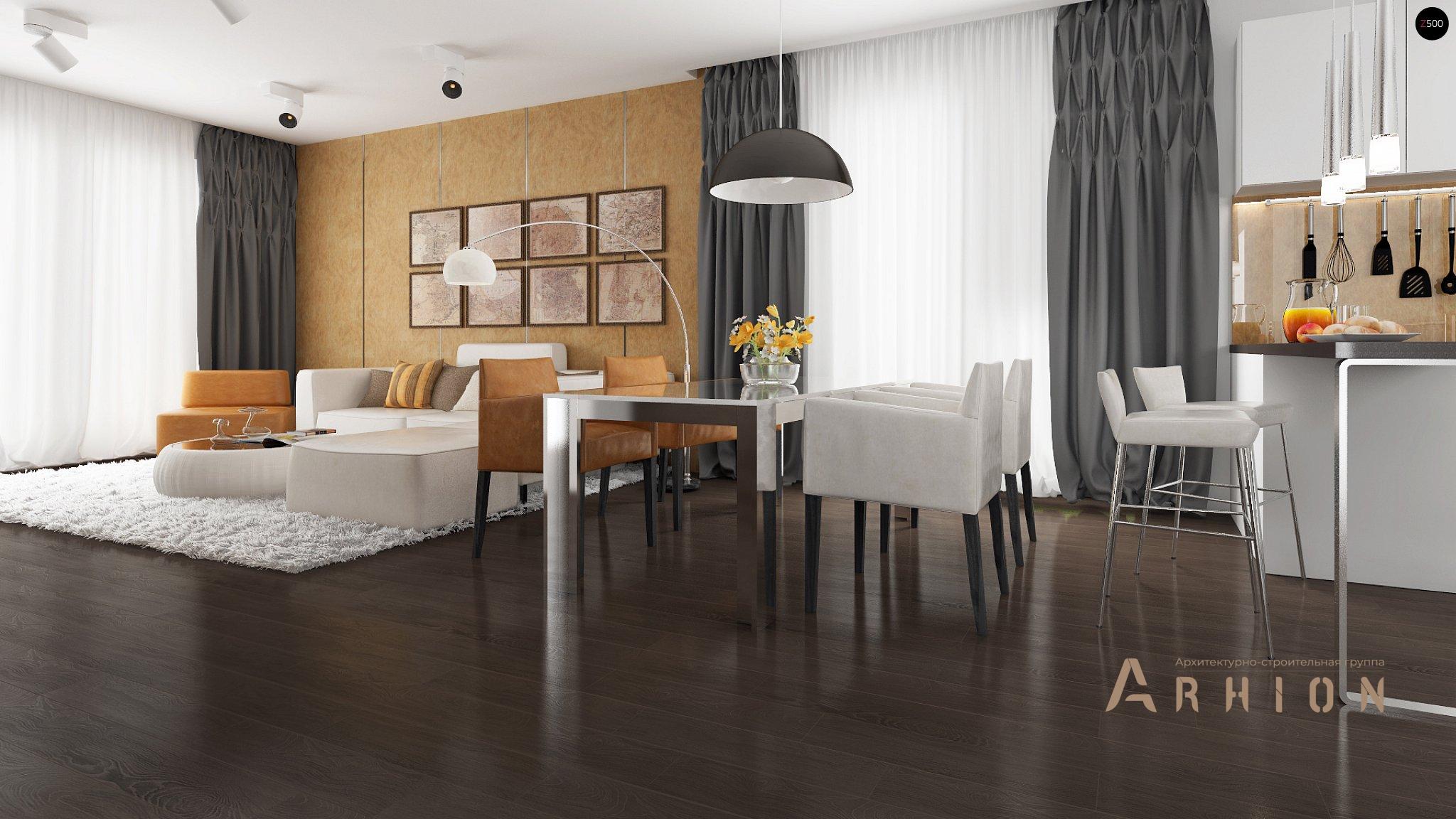 3. Проект одноэтажного дома в современном стиле с четырехскатной, Z203, площадью - 168 кв c терассой, гаражом