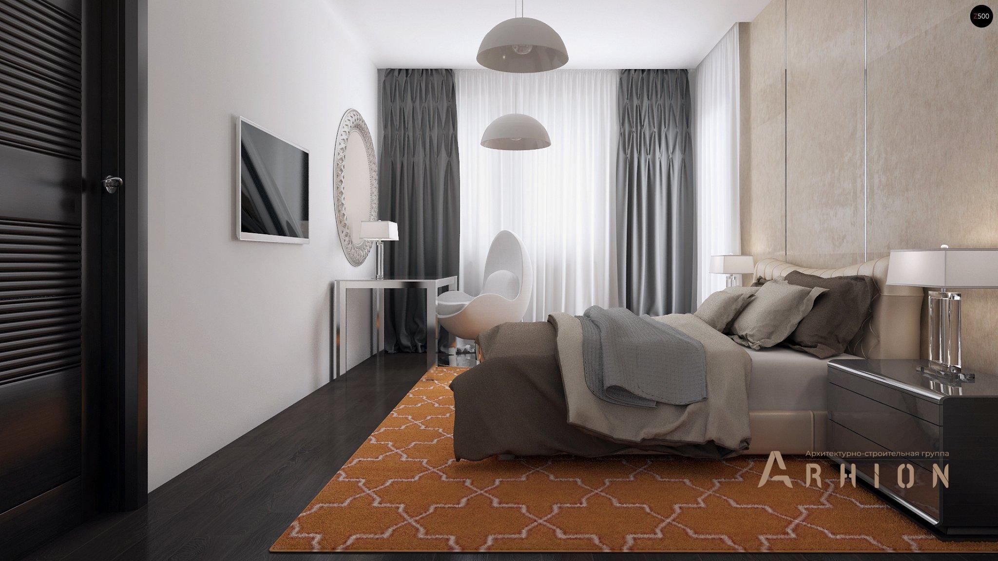 7. Проект одноэтажного дома в современном стиле с четырехскатной, Z203, площадью - 168 кв c терассой, гаражом