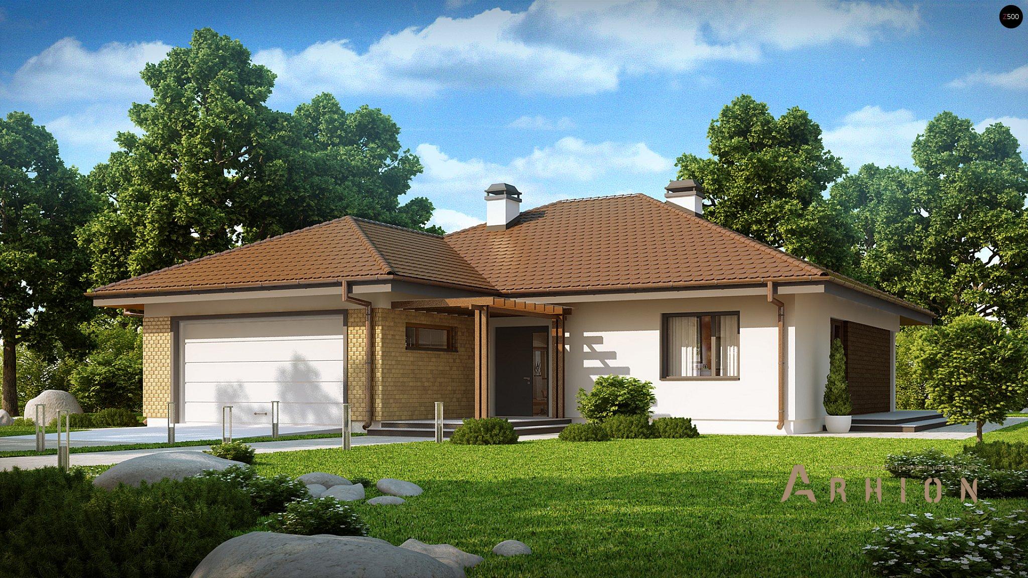 12. Проект одноэтажного дома в современном стиле с четырехскатной, Z203, площадью - 168 кв c терассой, гаражом