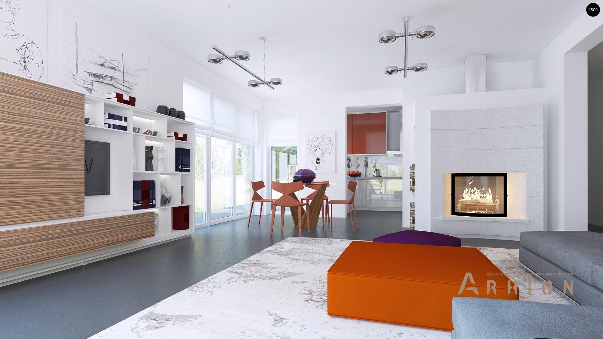 4. Проект одноэтажного дома в современном стиле с четырехскатной, Z204, площадью - 150 кв c терассой, гаражом