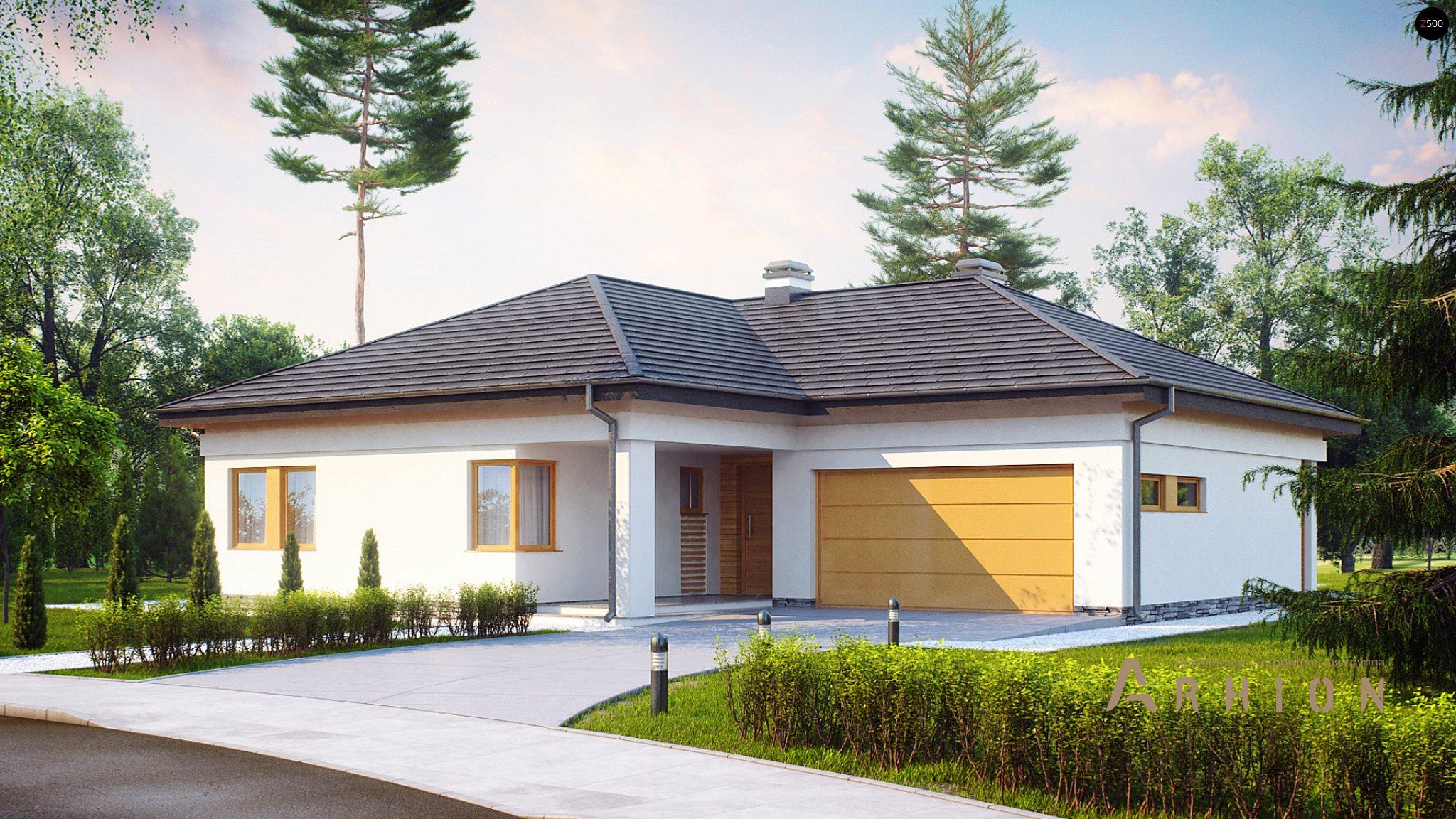 12. Проект одноэтажного дома в современном стиле с четырехскатной, Z204, площадью - 150 кв c терассой, гаражом