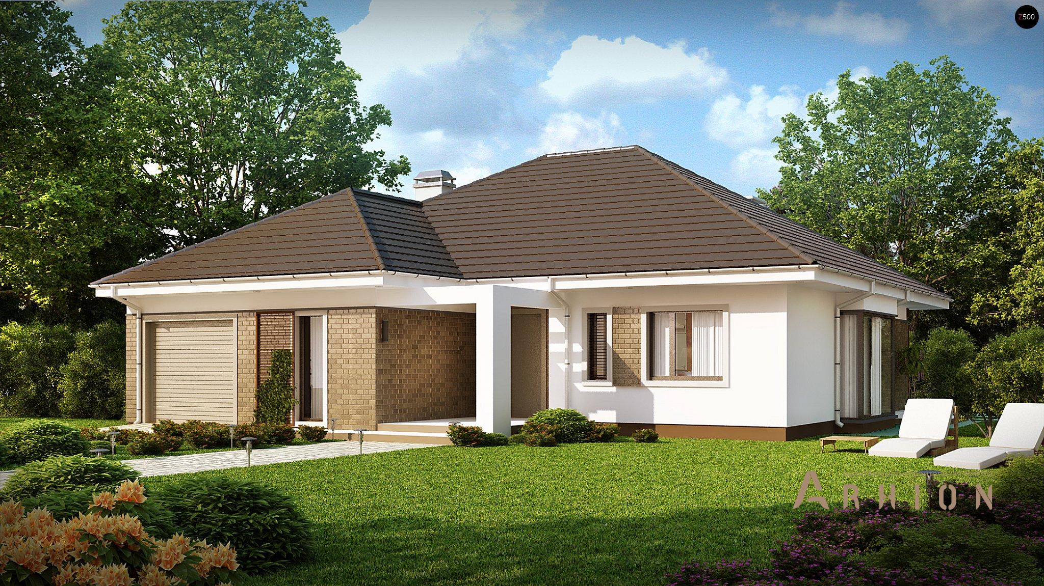 2. Проект одноэтажного дома в современном стиле с четырехскатной, Z205, площадью - 159 кв c терассой, гаражом, эркером