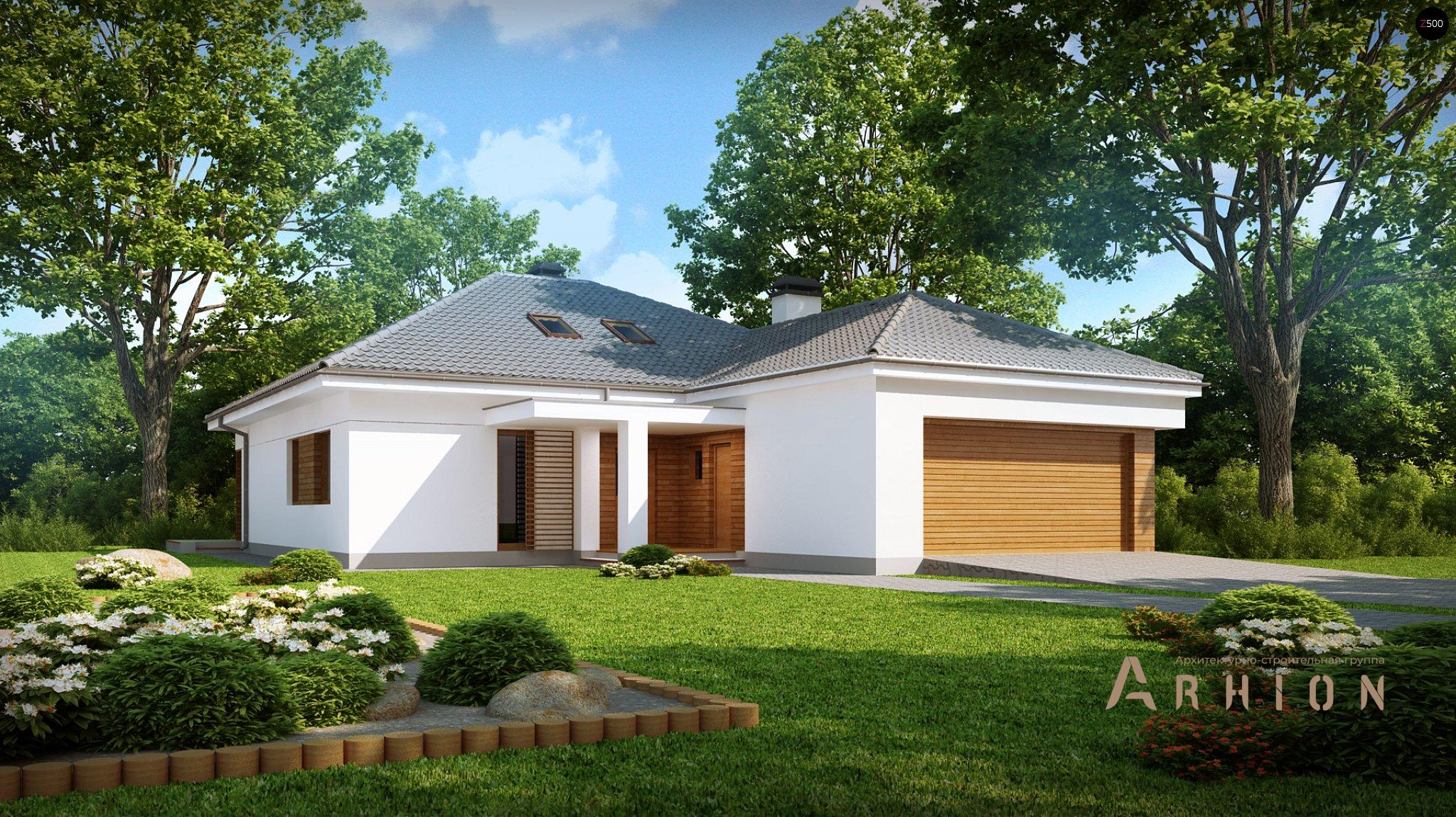 1. Проект одноэтажного дома в современном стиле с плоской кровлей , Z206, площадью - 172 кв c терассой, гаражом, эркером