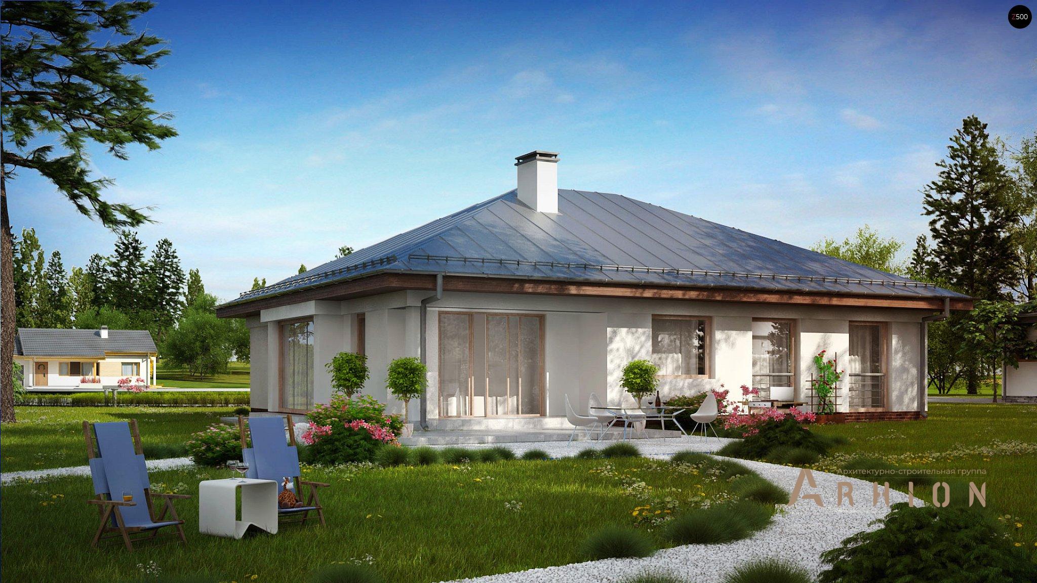 13. Проект одноэтажного дома в современном стиле с четырехскатной, Z207, площадью - 176 кв c терассой, гаражом