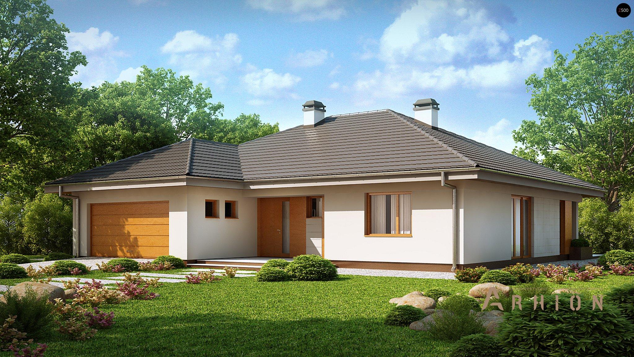 12. Проект одноэтажного дома в современном стиле с четырехскатной, Z209, площадью - 173 кв c терассой, гаражом