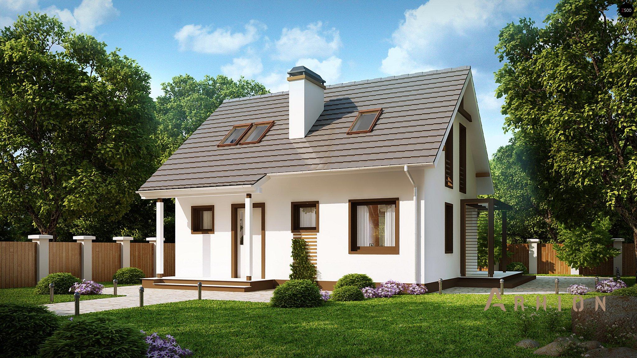 4. Проект одноэтажного дома в европейском стиле с двускатной кровлей, Z212, площадью - 92 кв c мансардой, терассой