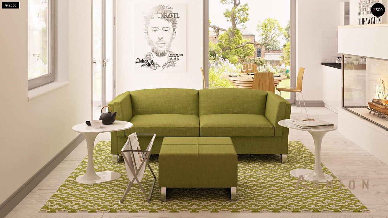 14. Проект одноэтажного дома в современном стиле с двускатной кровлей, Z216, площадью - 100 кв c мансардой