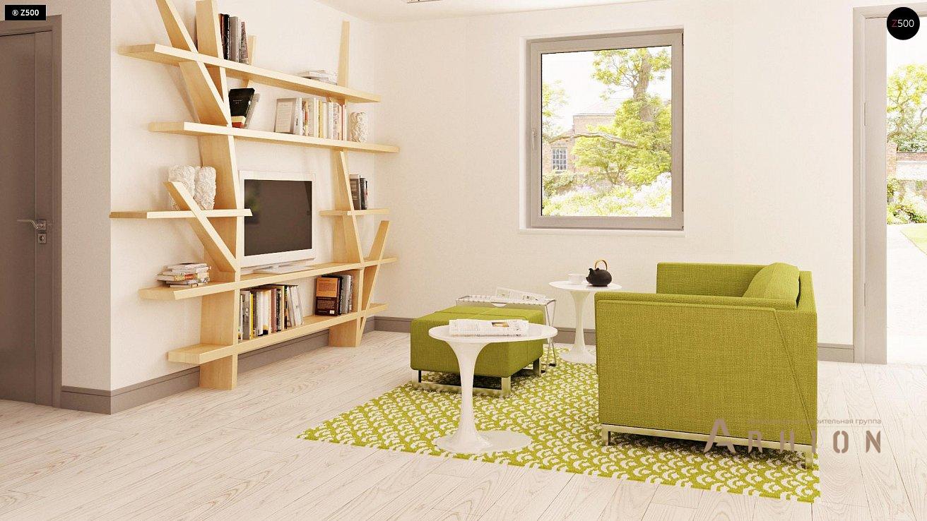 8. Проект одноэтажного дома в современном стиле с двускатной кровлей, Z216, площадью - 100 кв c мансардой