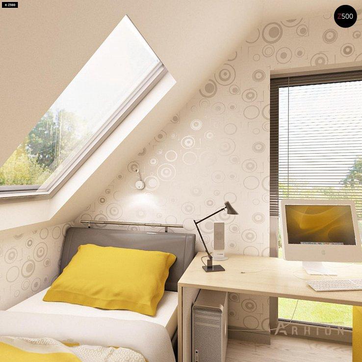 11. Проект одноэтажного дома в современном стиле с двускатной кровлей, Z216, площадью - 100 кв c мансардой