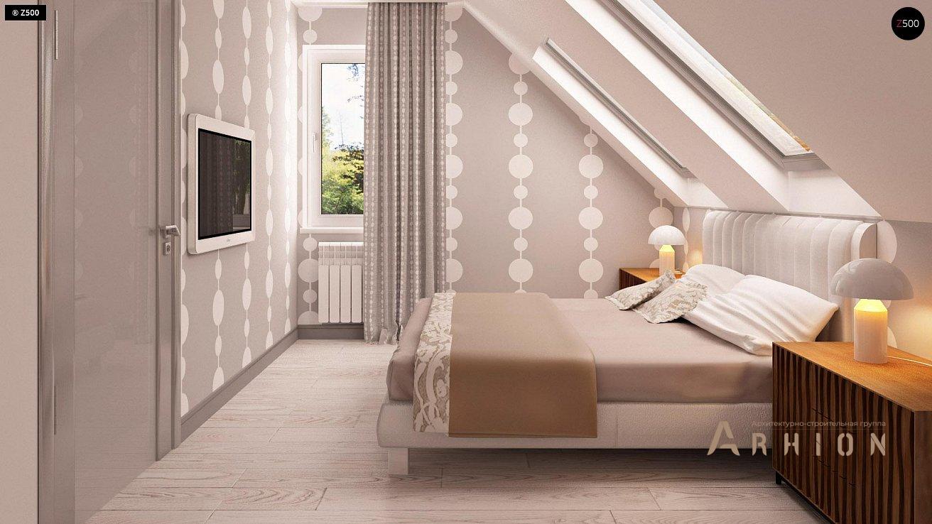 10. Проект одноэтажного дома в современном стиле с двускатной кровлей, Z216, площадью - 100 кв c мансардой