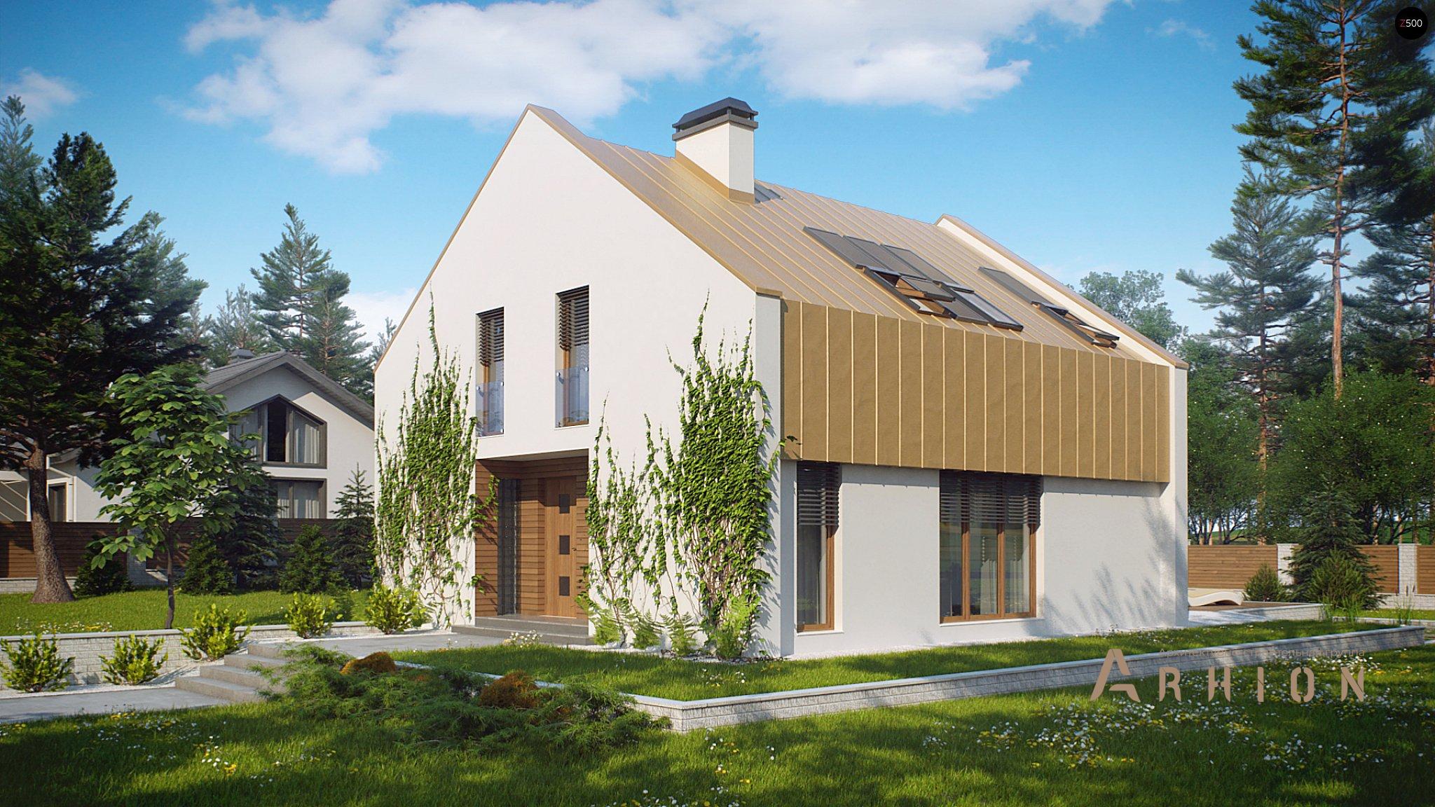 1. Проект одноэтажного дома в стиле барн с двускатной кровлей, Z218, площадью - 159 кв c мансардой, терассой