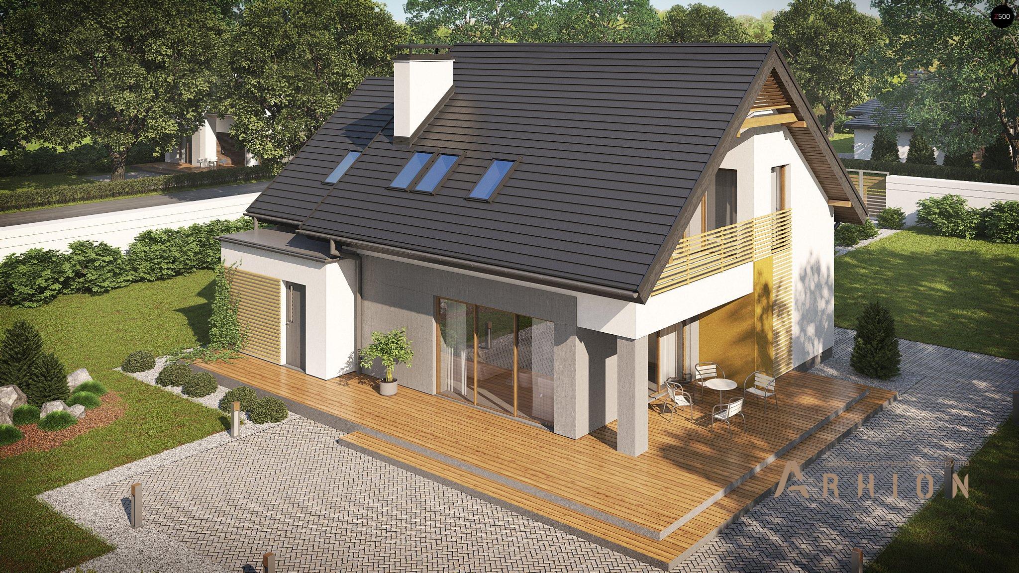 5. Проект одноэтажного дома в современном стиле с двускатной кровлей, Z219, площадью - 165 кв c мансардой, терассой, балконом, гаражом