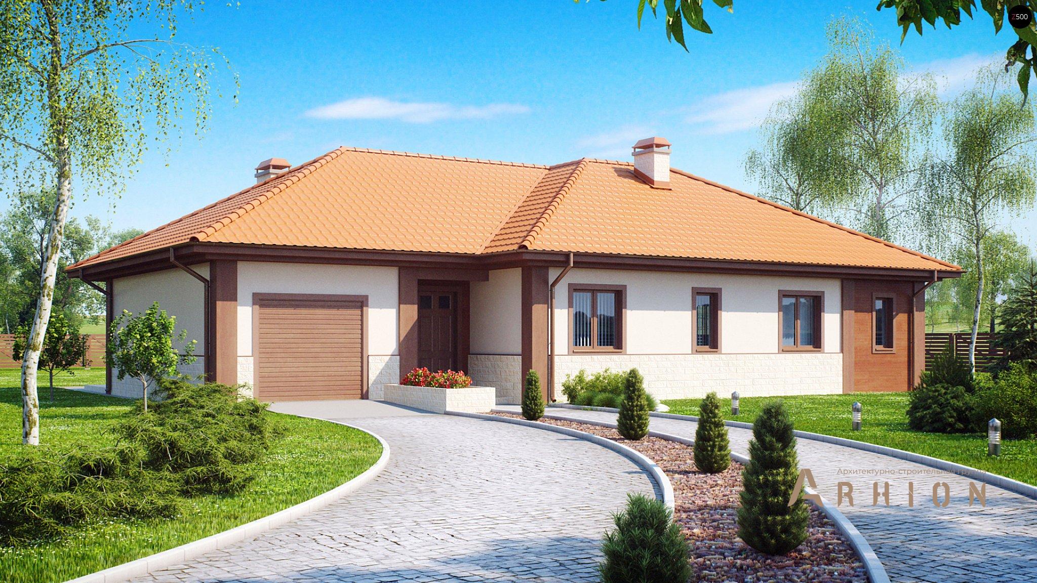 2. Проект одноэтажного дома в современном стиле с многоскатной кровлей, Z22, площадью - 188 кв c терассой, гаражом