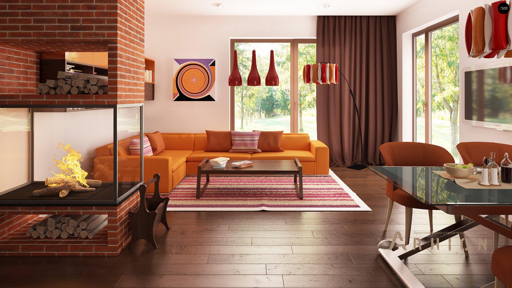 2. Проект одноэтажного дома в стиле барн с двускатной кровлей, Z222, площадью - 169 кв c мансардой, терассой, гаражом