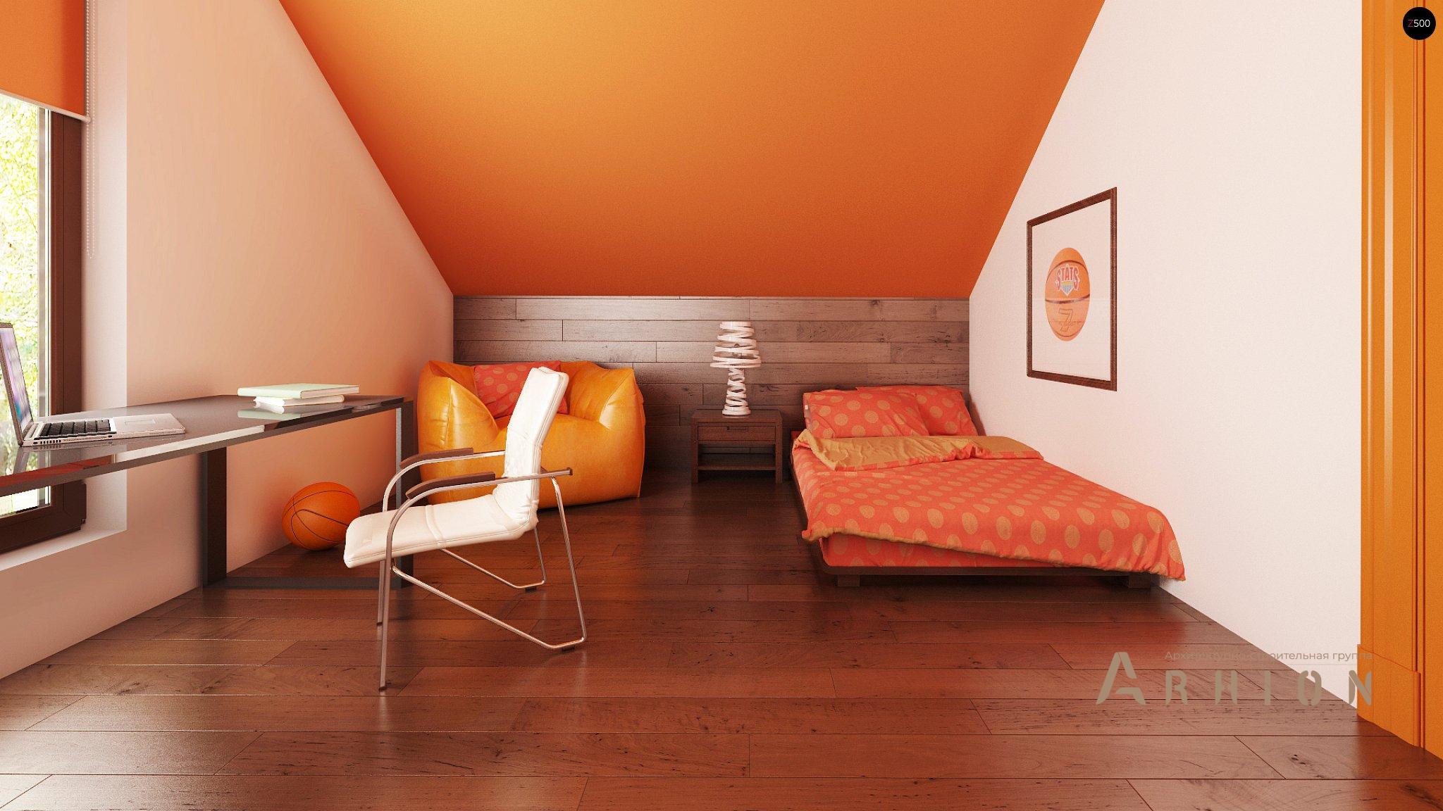 7. Проект одноэтажного дома в стиле барн с двускатной кровлей, Z222, площадью - 169 кв c мансардой, терассой, гаражом