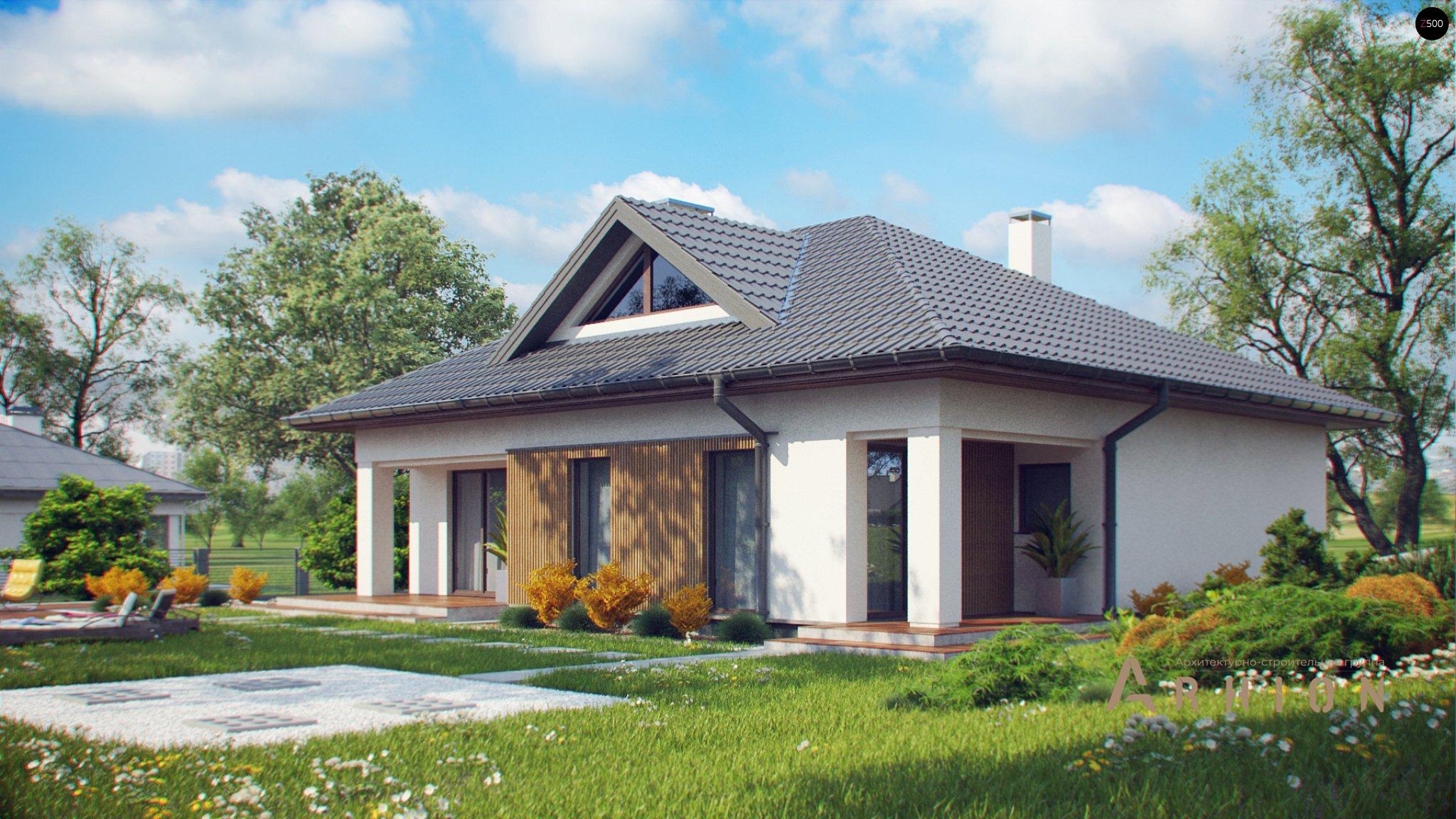 3. Проект одноэтажного дома в современном стиле с плоской кровлей , Z230, площадью - 111 кв c мансардой, терассой