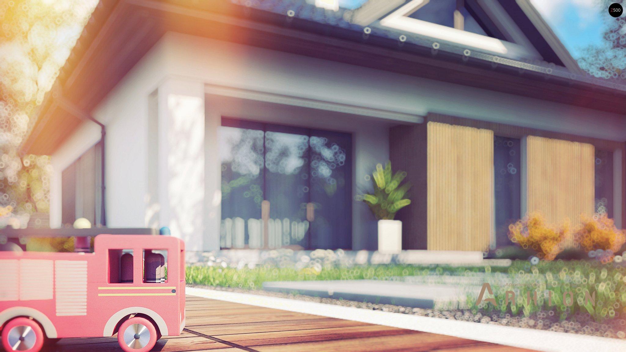 6. Проект одноэтажного дома в современном стиле с плоской кровлей , Z230, площадью - 111 кв c мансардой, терассой