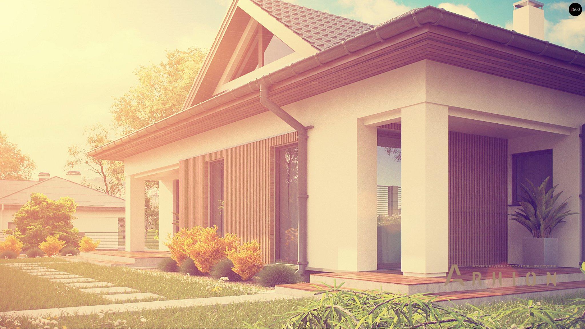 8. Проект одноэтажного дома в современном стиле с плоской кровлей , Z230, площадью - 111 кв c мансардой, терассой