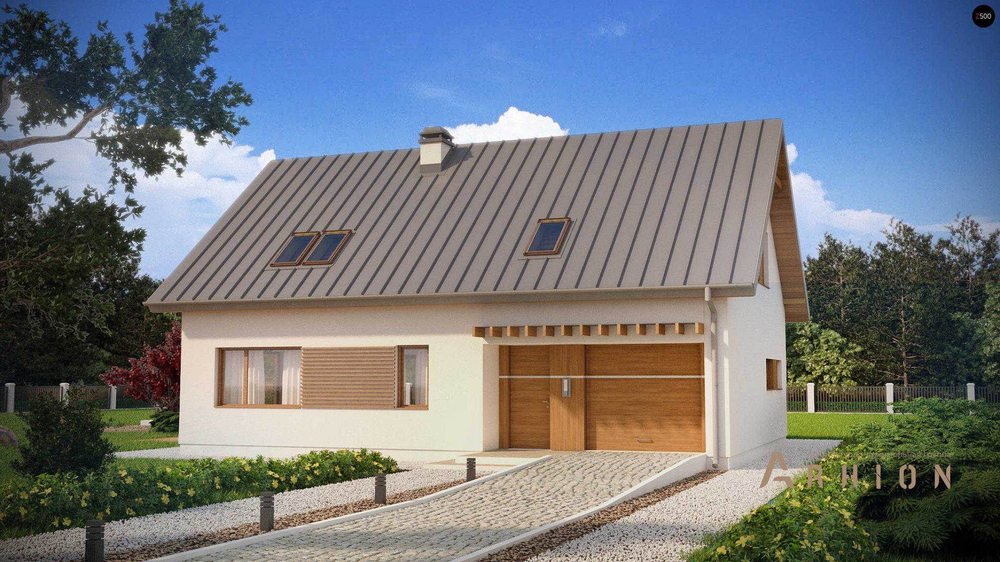 1. Проект одноэтажного дома в современном стиле с двускатной кровлей, Z240, площадью - 195 кв c мансардой, терассой, гаражом