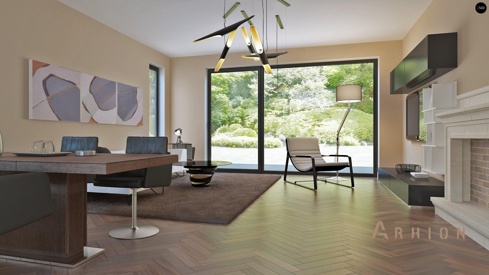 2. Проект одноэтажного дома в современном стиле с двускатной кровлей, Z240, площадью - 195 кв c мансардой, терассой, гаражом