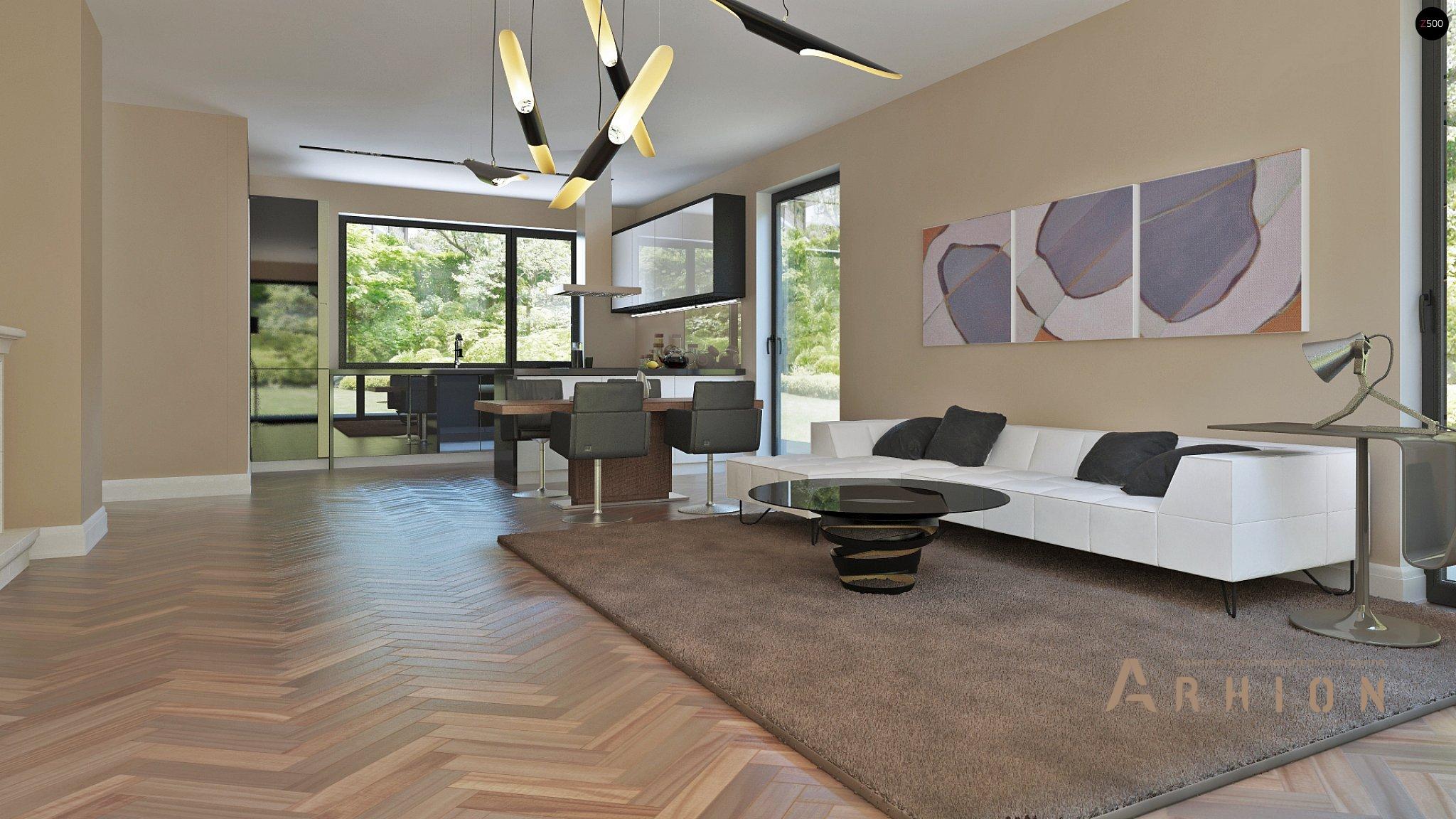 3. Проект одноэтажного дома в современном стиле с двускатной кровлей, Z240, площадью - 195 кв c мансардой, терассой, гаражом