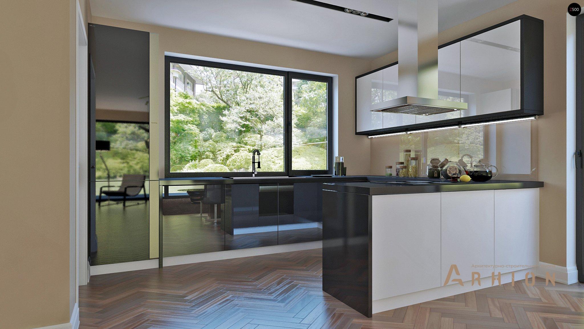 5. Проект одноэтажного дома в современном стиле с двускатной кровлей, Z240, площадью - 195 кв c мансардой, терассой, гаражом