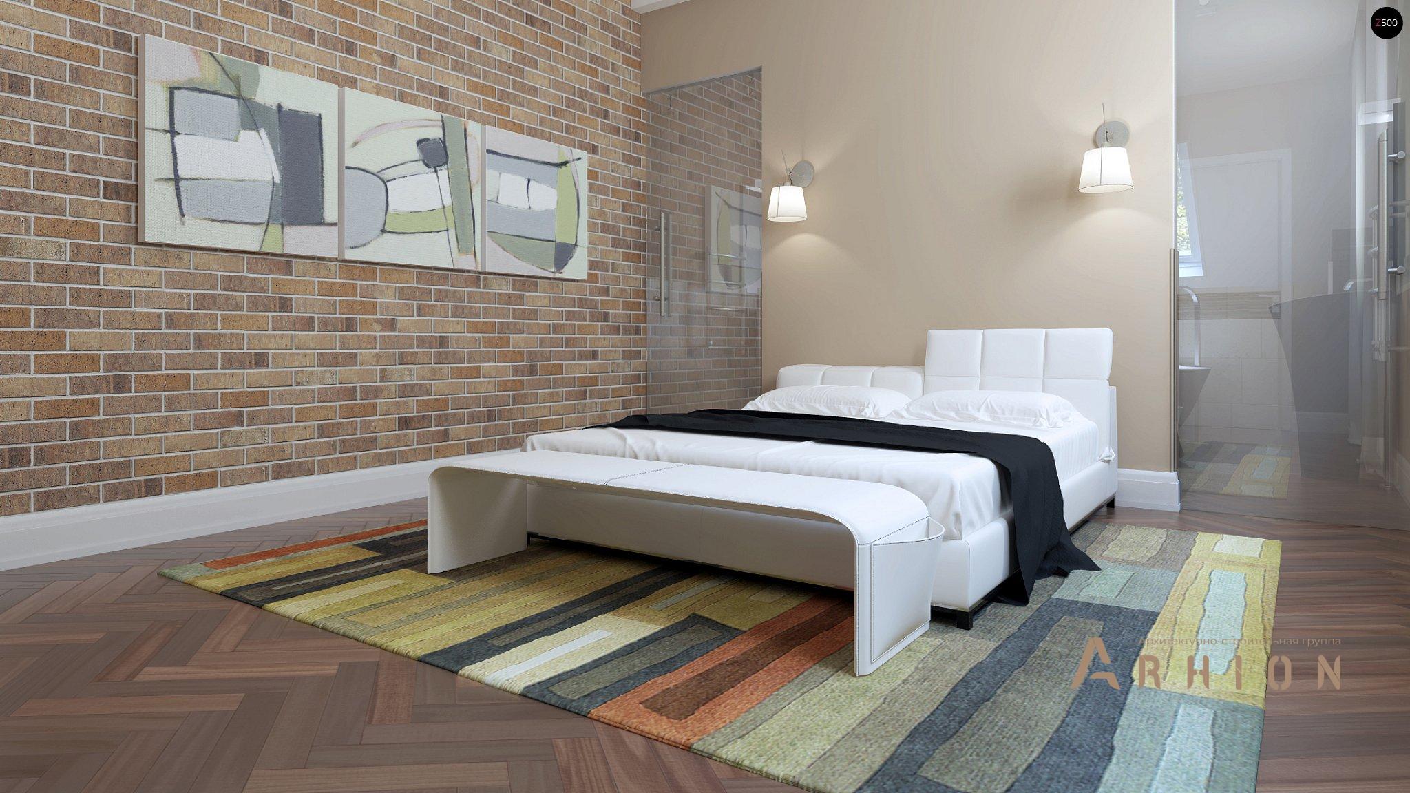 6. Проект одноэтажного дома в современном стиле с двускатной кровлей, Z240, площадью - 195 кв c мансардой, терассой, гаражом