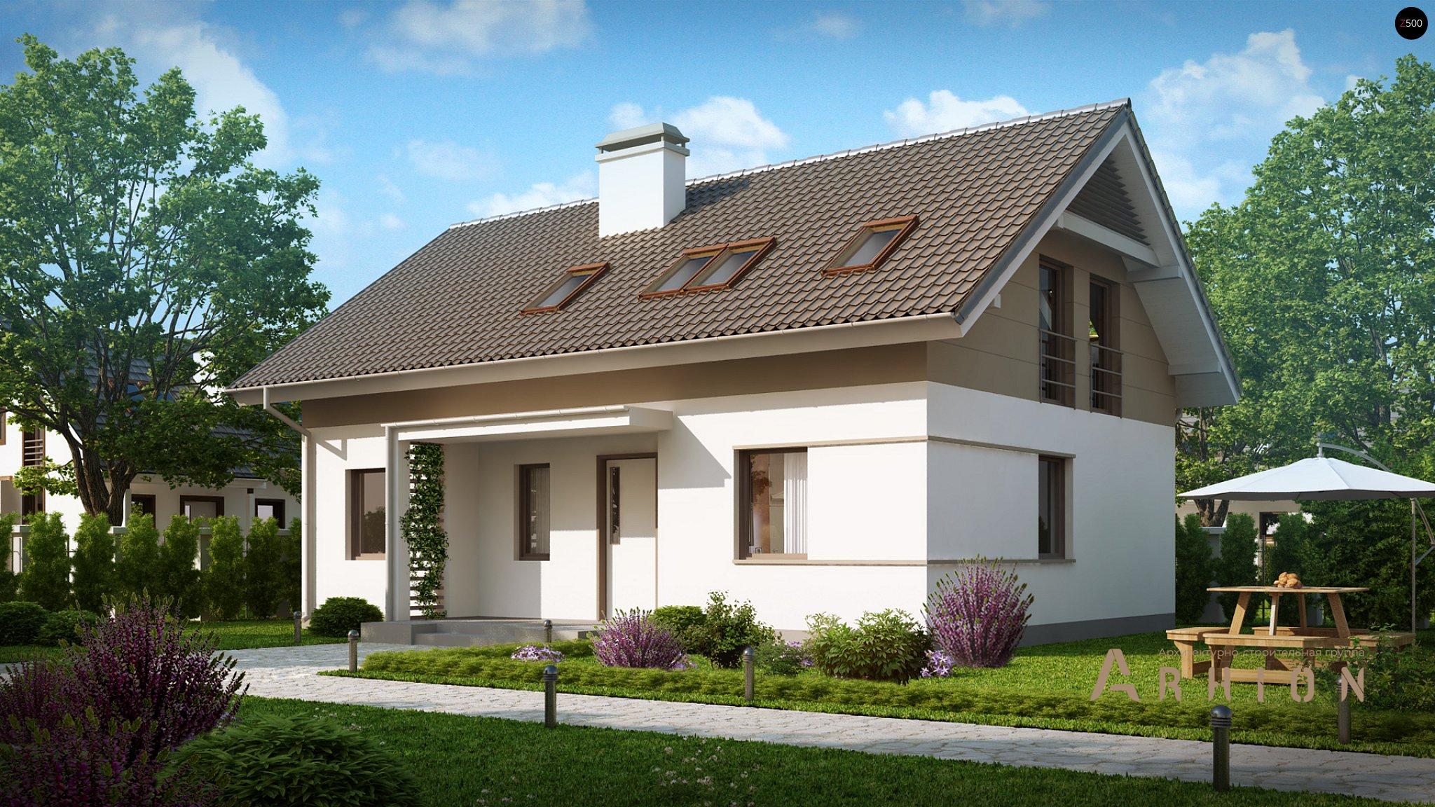 2. Проект одноэтажного дома в современном стиле с двускатной кровлей, Z244, площадью - 147 кв c мансардой, терассой, балконом