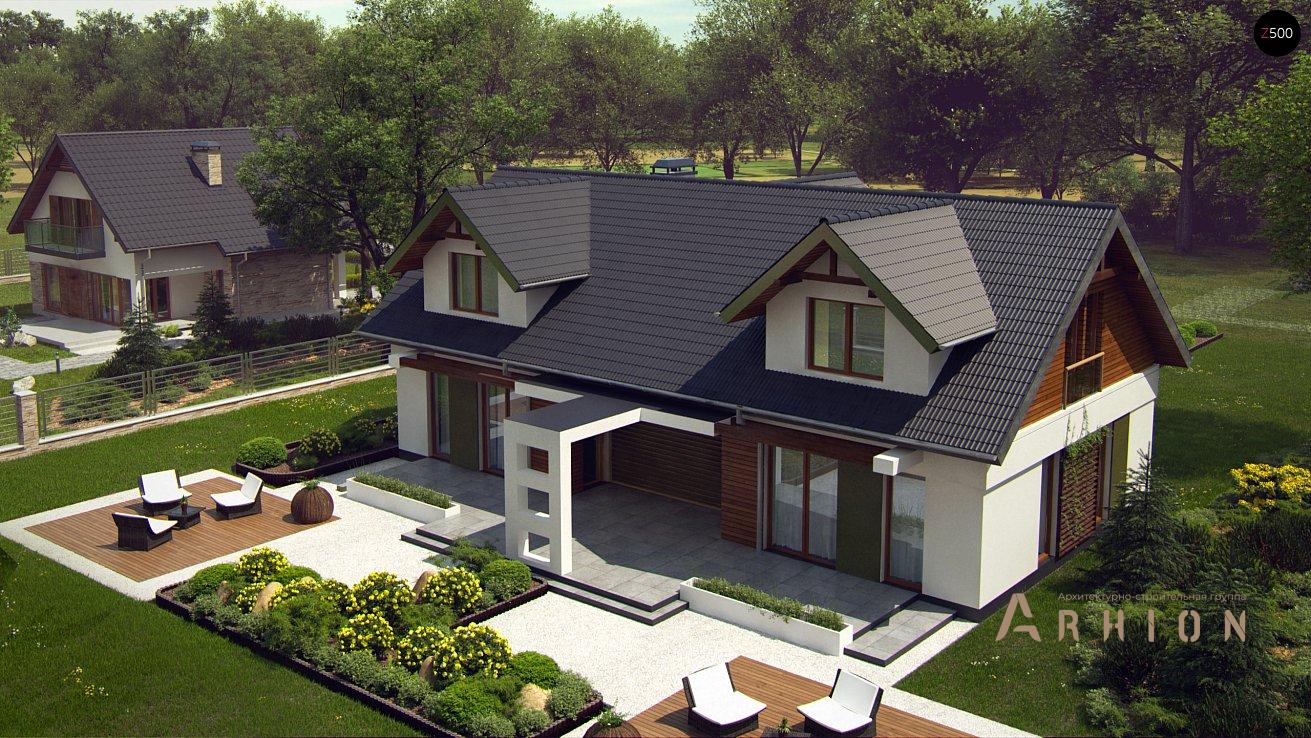 2. Проект одноэтажного дома в современном стиле с плоской кровлей , Z247, площадью - 233 кв c мансардой, терассой, балконом