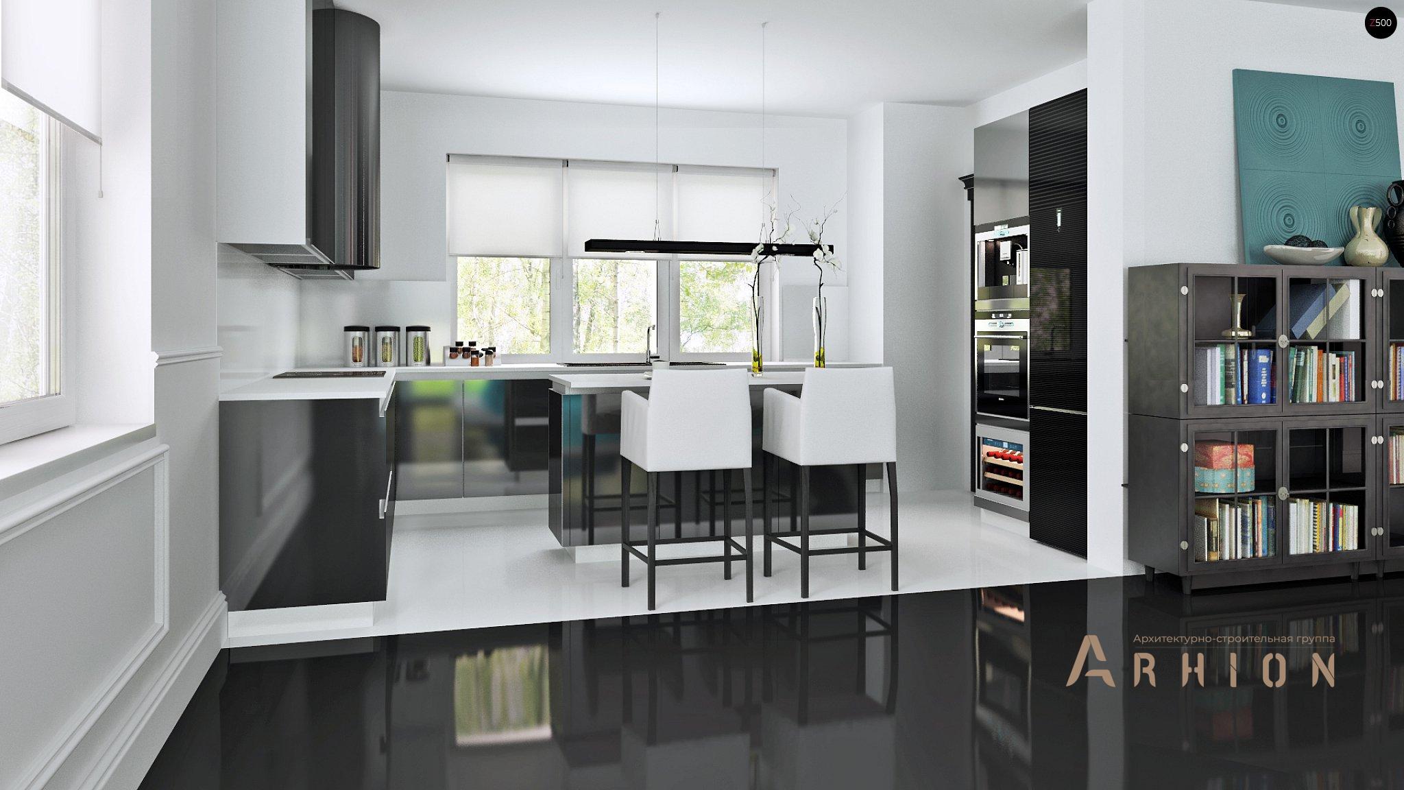 5. Проект одноэтажного дома в европейском стиле с четырехскатной, Z26, площадью - 213 кв c терассой, гаражом