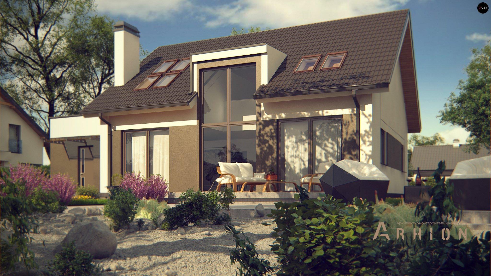 3. Проект одноэтажного дома в финском стиле с двускатной кровлей, Z266, площадью - 197 кв c мансардой, терассой, гаражом, вторым светом