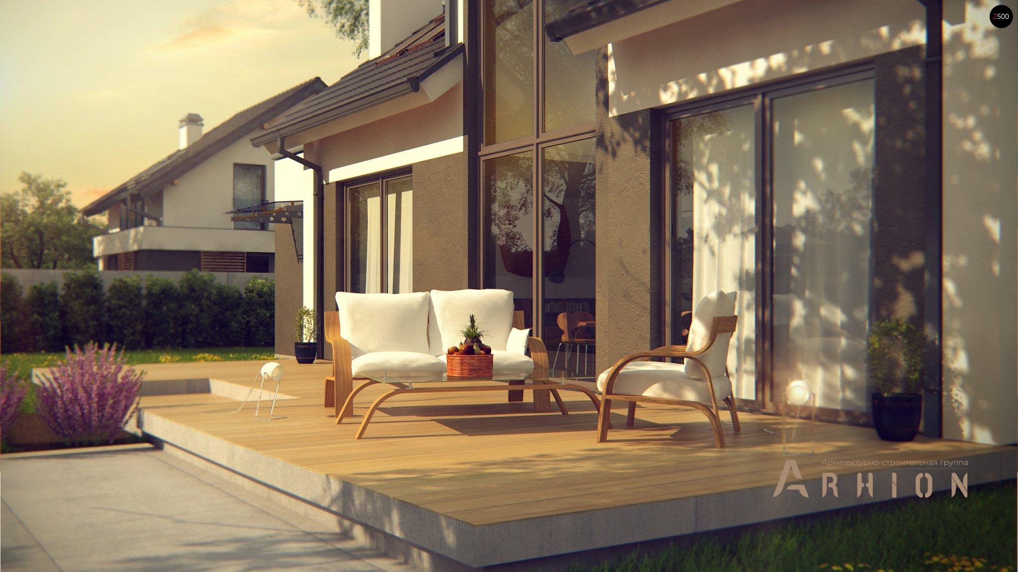 4. Проект одноэтажного дома в финском стиле с двускатной кровлей, Z266, площадью - 197 кв c мансардой, терассой, гаражом, вторым светом