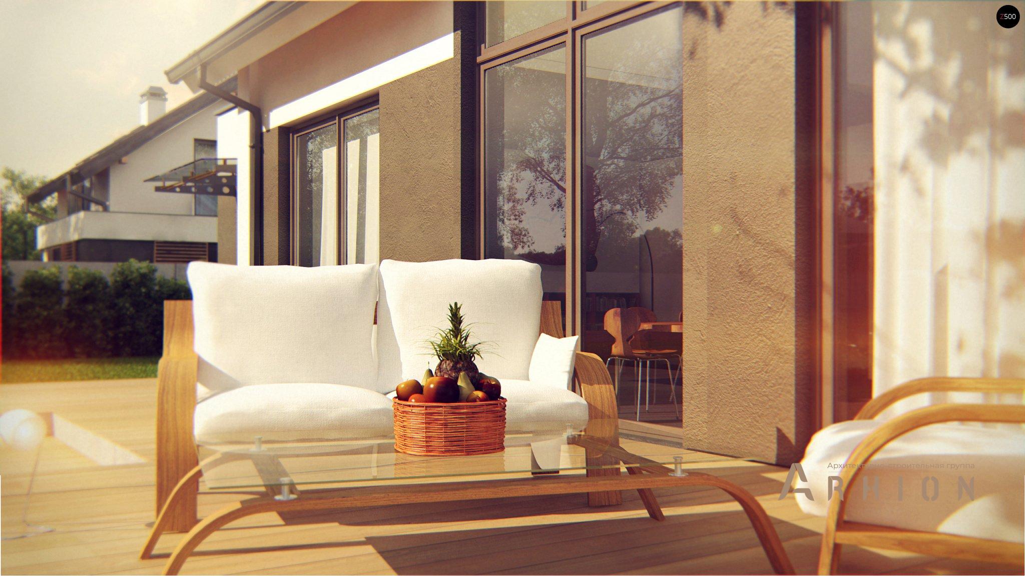 5. Проект одноэтажного дома в финском стиле с двускатной кровлей, Z266, площадью - 197 кв c мансардой, терассой, гаражом, вторым светом