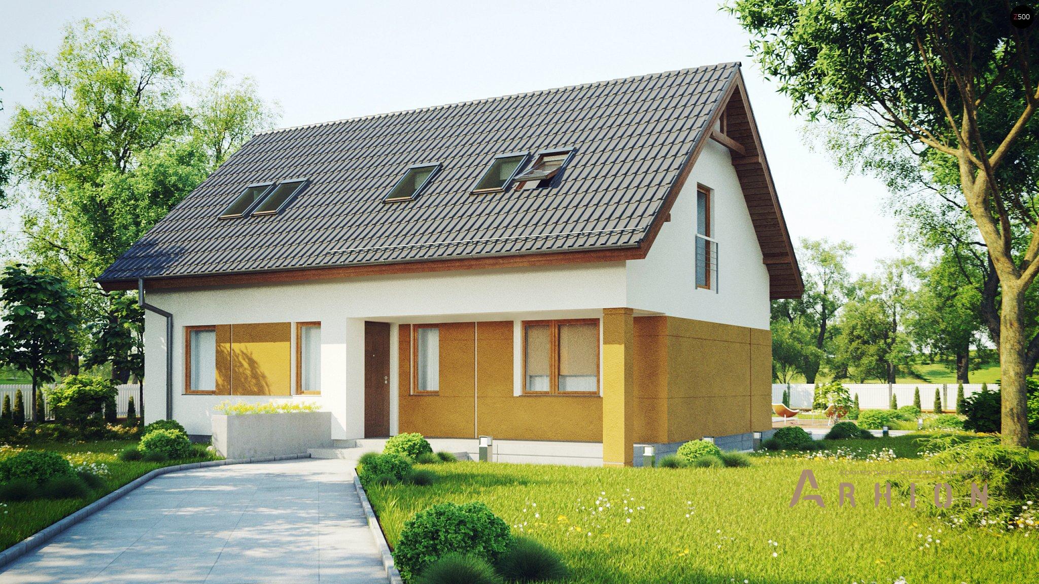 1. Проект одноэтажного дома в канадском стиле с двускатной кровлей, Z267, площадью - 148 кв c мансардой, терассой