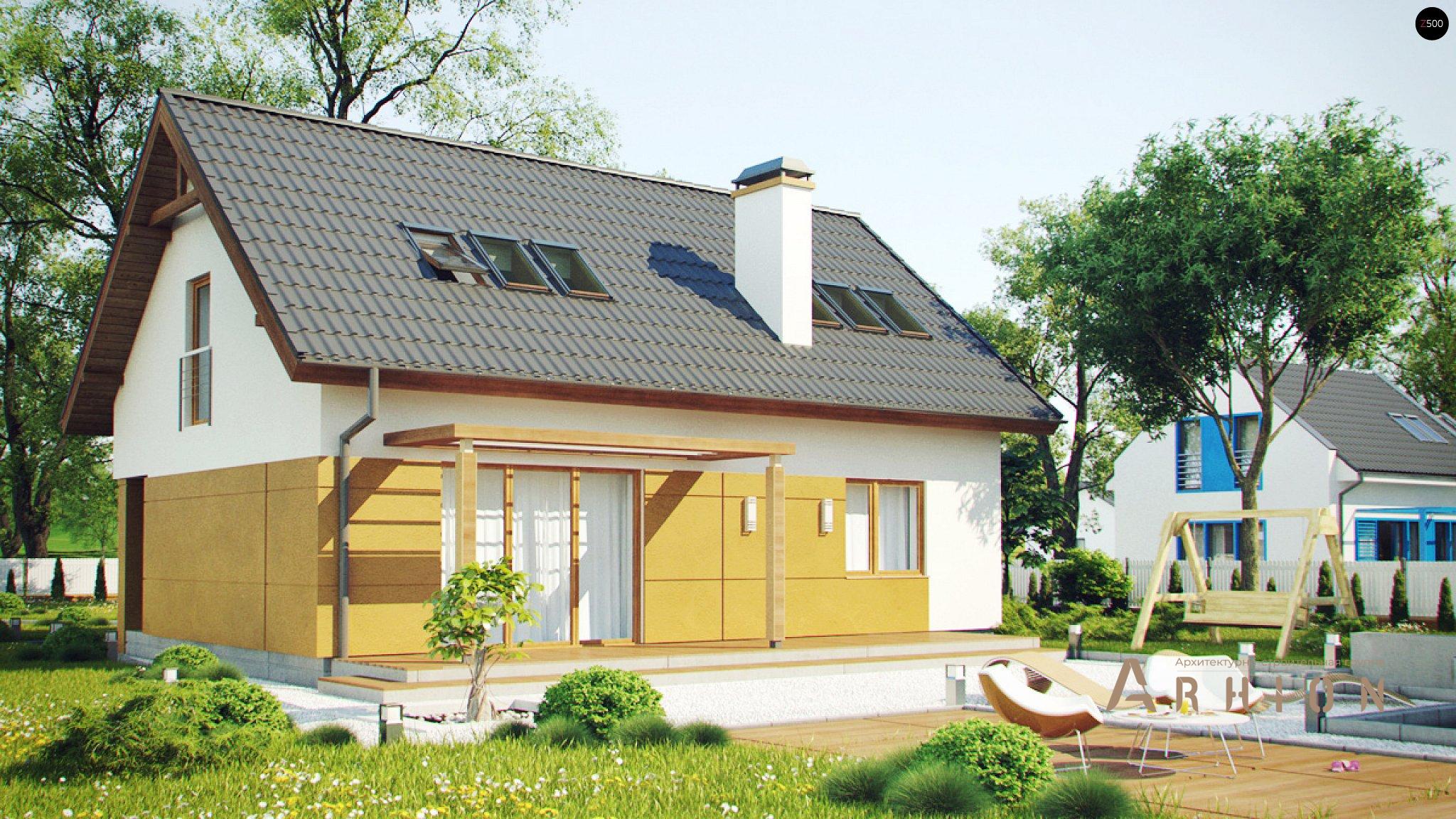 2. Проект одноэтажного дома в канадском стиле с двускатной кровлей, Z267, площадью - 148 кв c мансардой, терассой