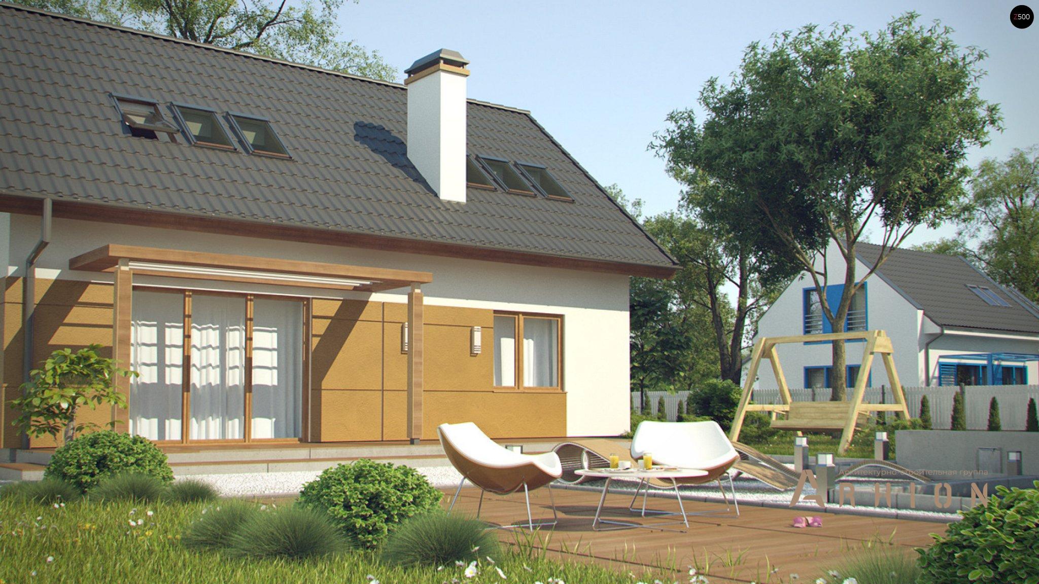 3. Проект одноэтажного дома в канадском стиле с двускатной кровлей, Z267, площадью - 148 кв c мансардой, терассой