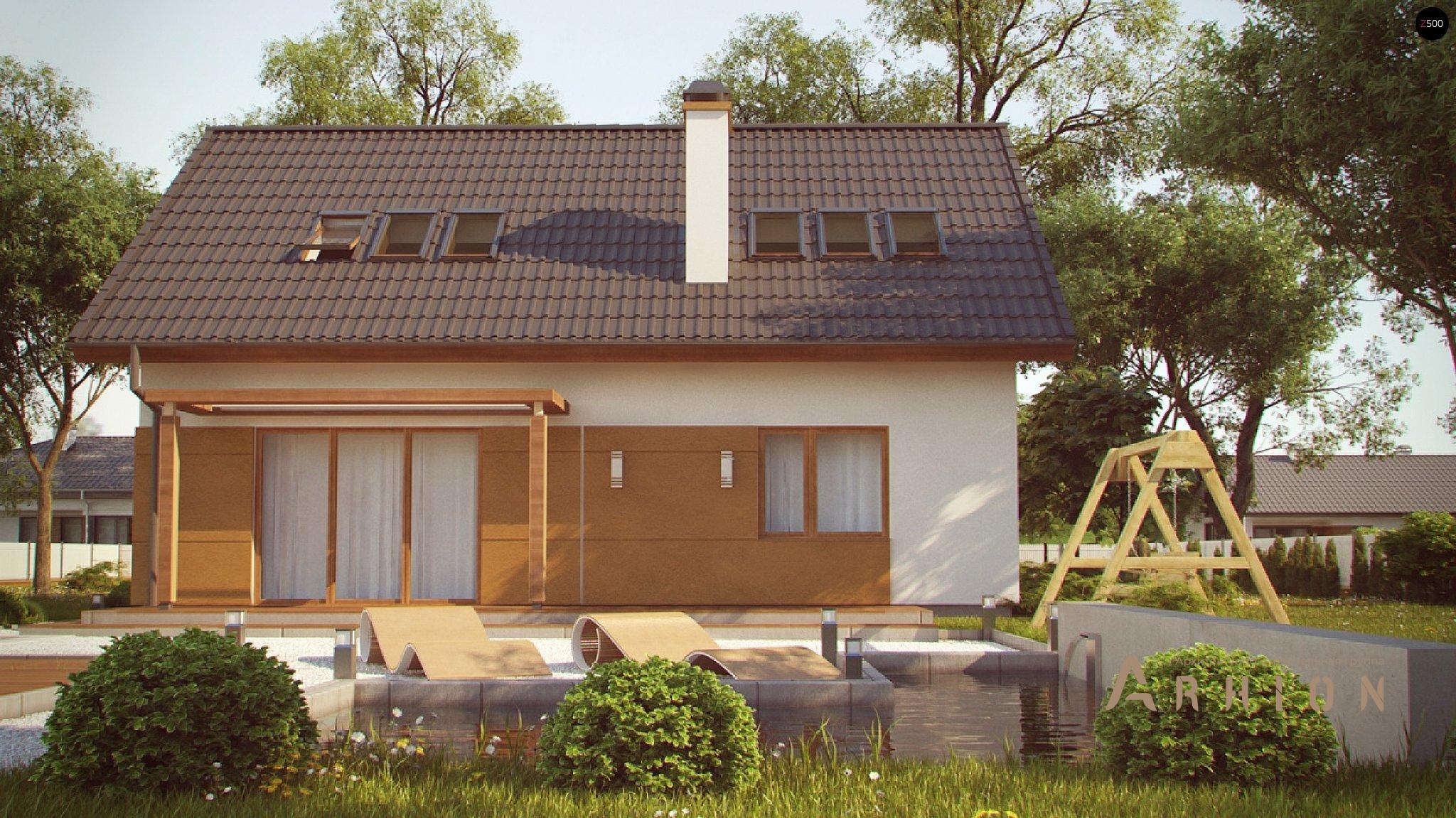 4. Проект одноэтажного дома в канадском стиле с двускатной кровлей, Z267, площадью - 148 кв c мансардой, терассой