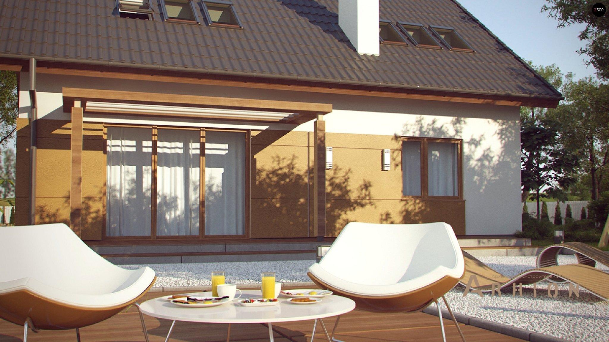 5. Проект одноэтажного дома в канадском стиле с двускатной кровлей, Z267, площадью - 148 кв c мансардой, терассой