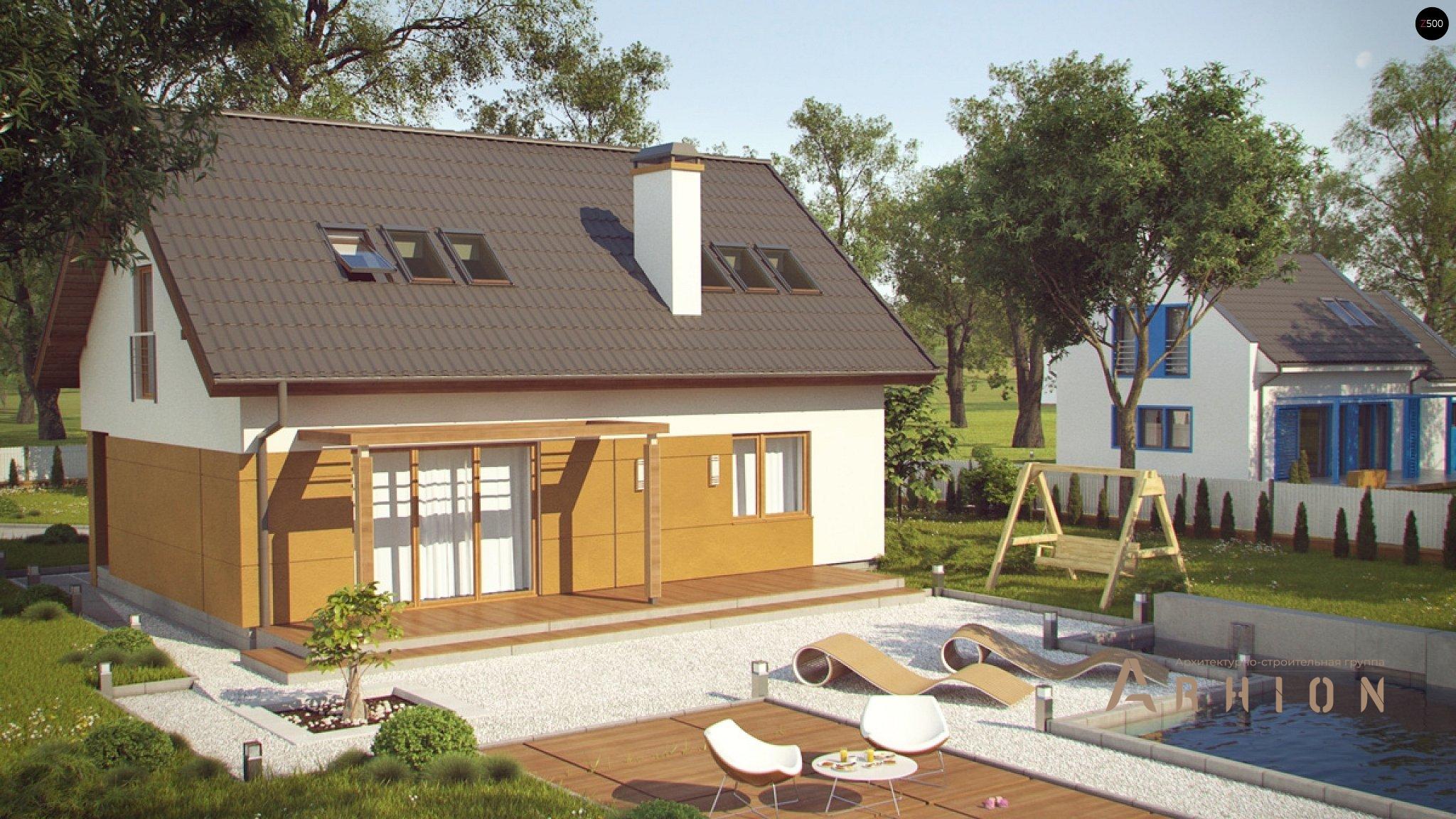 6. Проект одноэтажного дома в канадском стиле с двускатной кровлей, Z267, площадью - 148 кв c мансардой, терассой